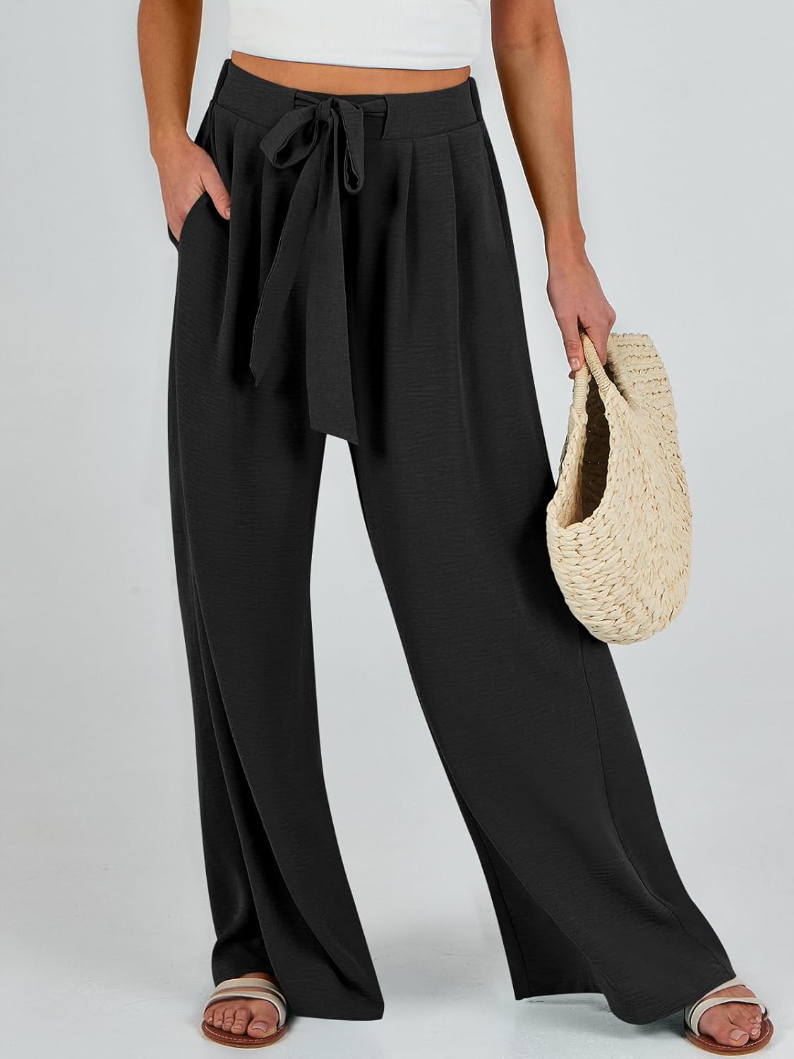 Detalle 2 de Caracilia Wide Leg Palazzo Pants High Waist