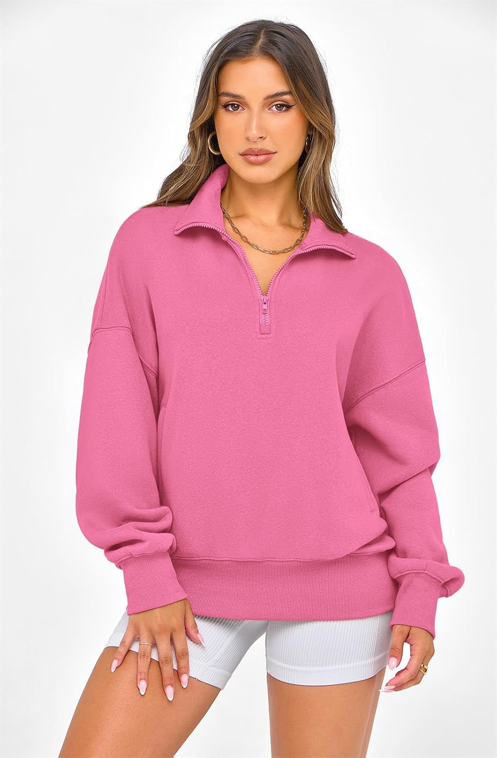 Detalle 2 de PRETTYGARDEN Half Zip Oversized Sweatshirt