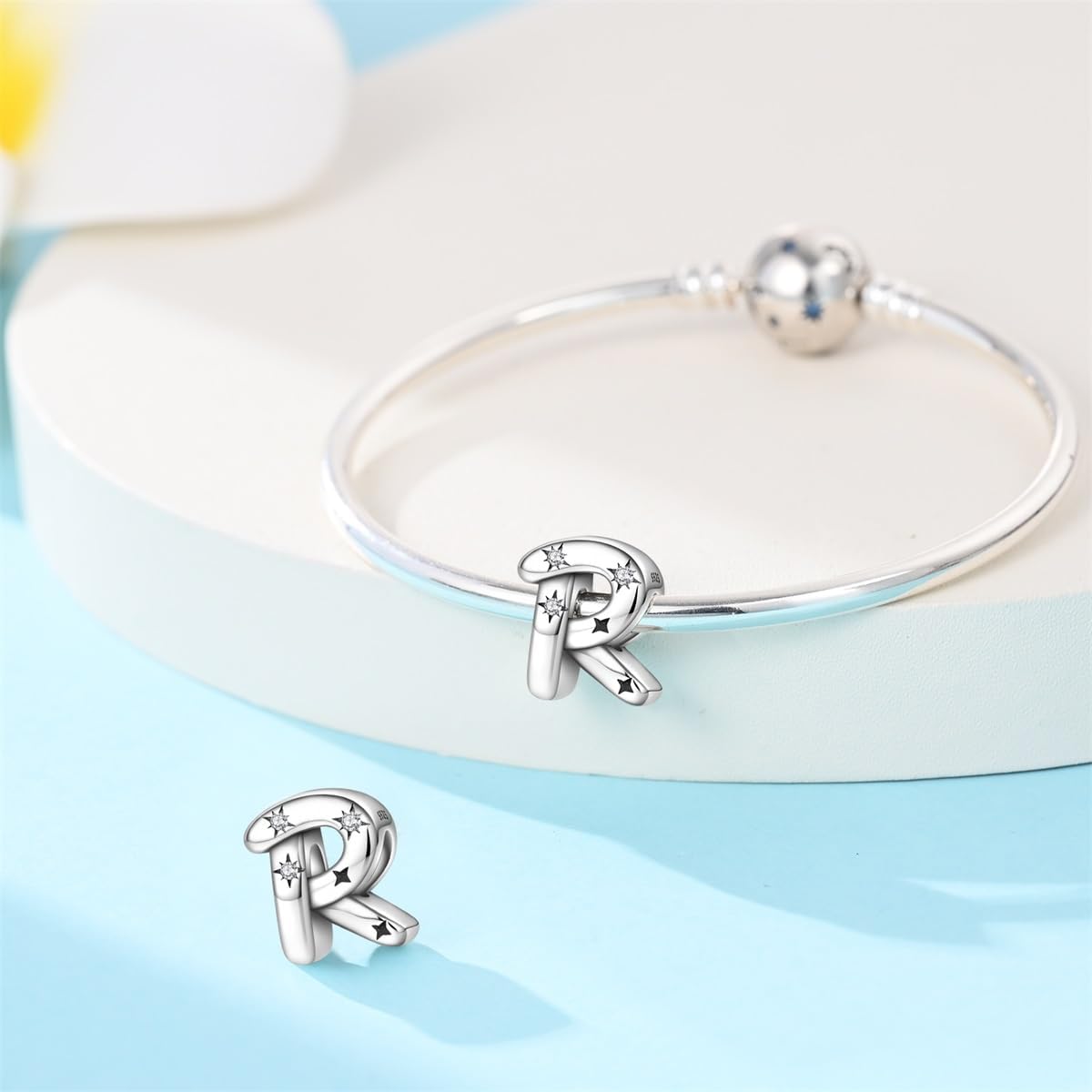 Thumbnail 2 de QIKAOLA S925 Sterling Silber Buchstaben Charms – 26 Buchstaben Perlen für Pandora Armbänder und Halsketten