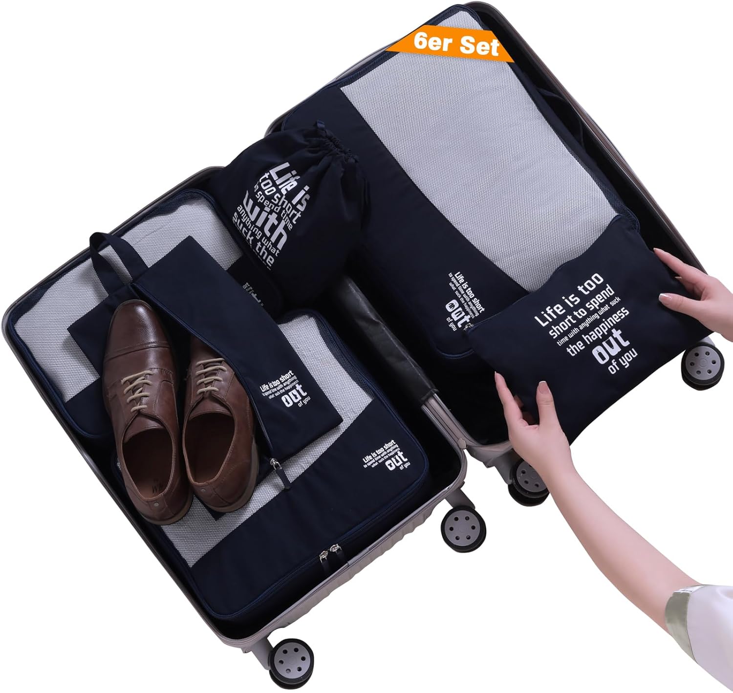 Detalle de MURISE set organizer valigia con 6 o 8 packing cubes (borse, trousse e scomparti)