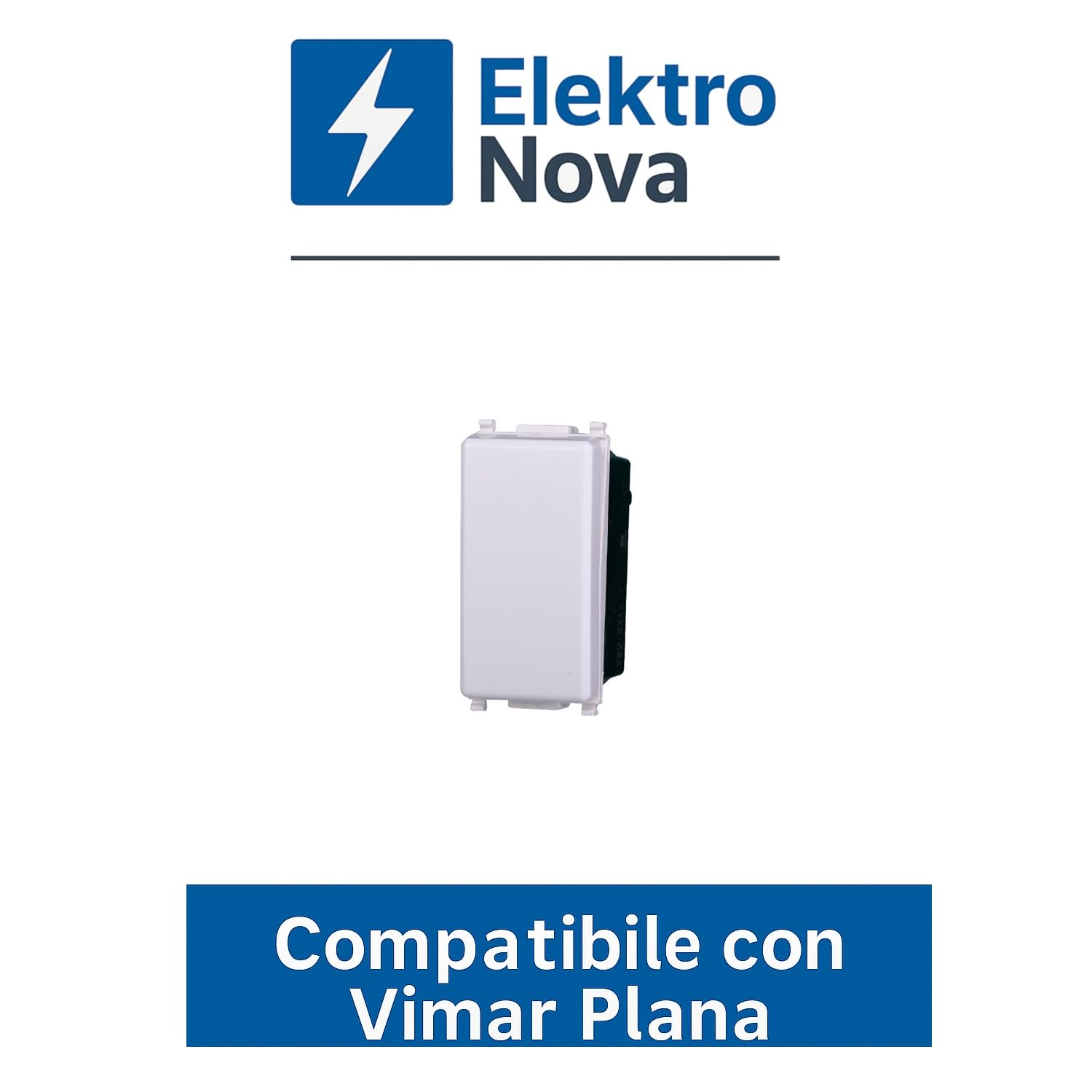Detalle de Elektronova Deviatore 1P 16A Bianco compatibile Vimar Plana – Kit 4 Pezzi