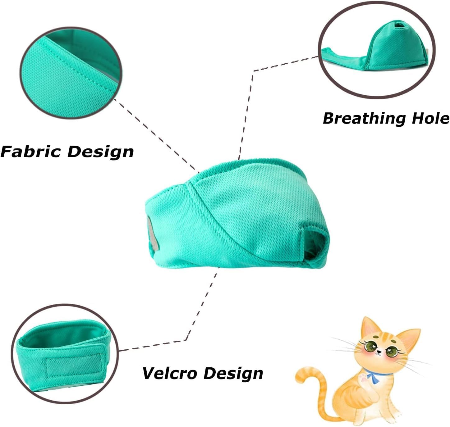 Detalle de OHCOZZY Cat Muzzle with Breathable Mesh (M, Green) for Preventing Biting and Chewing