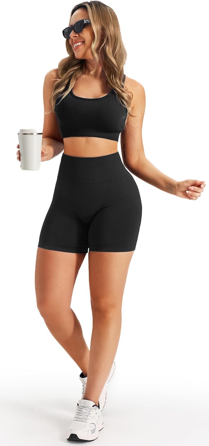 Detalle de JOYSPELS Seamless High-Waist Gym Shorts for Women – Scrunch Ruched Booty Workout Shorts