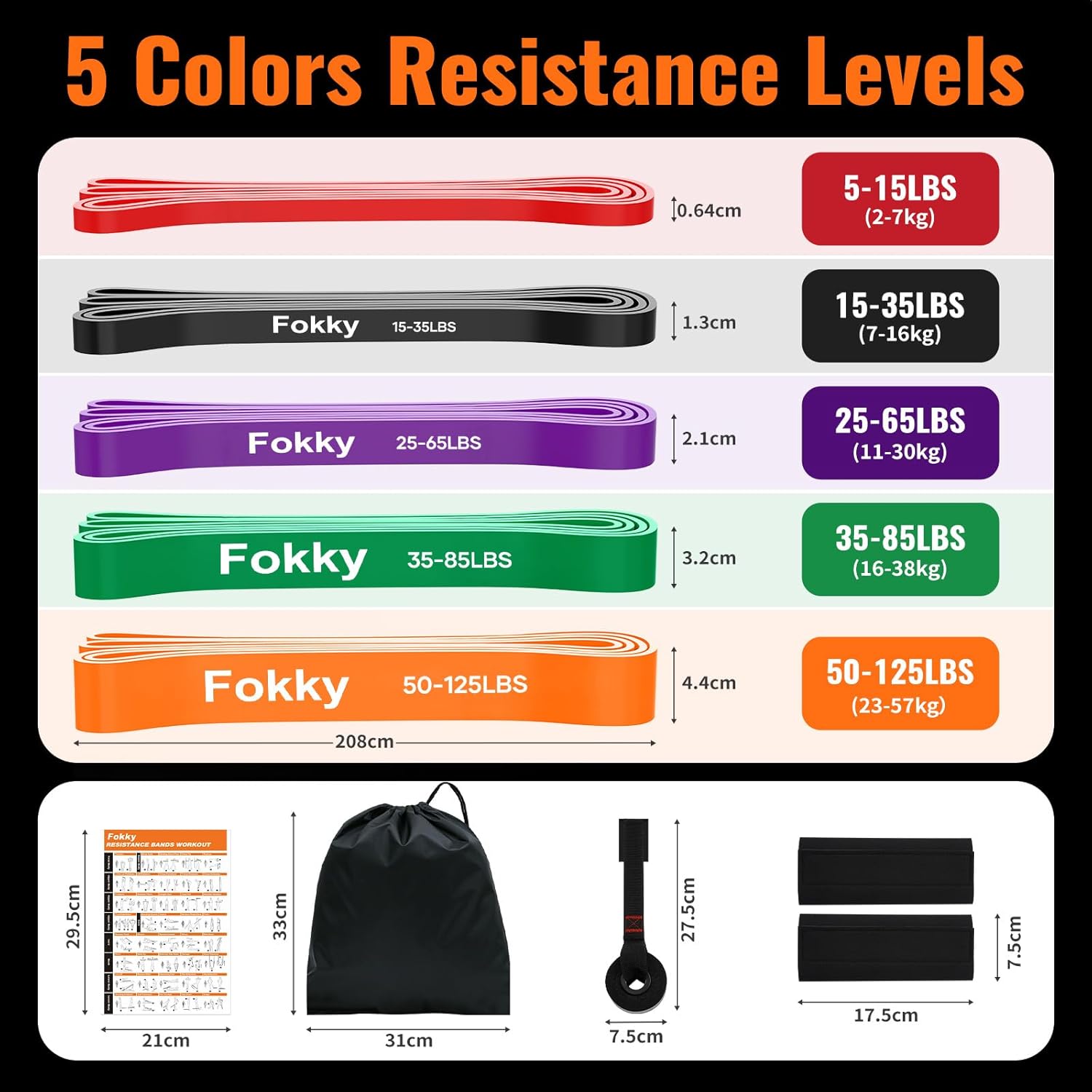 Detalle 2 de Fokky Elastici Fitness 5 livelli 🏋
