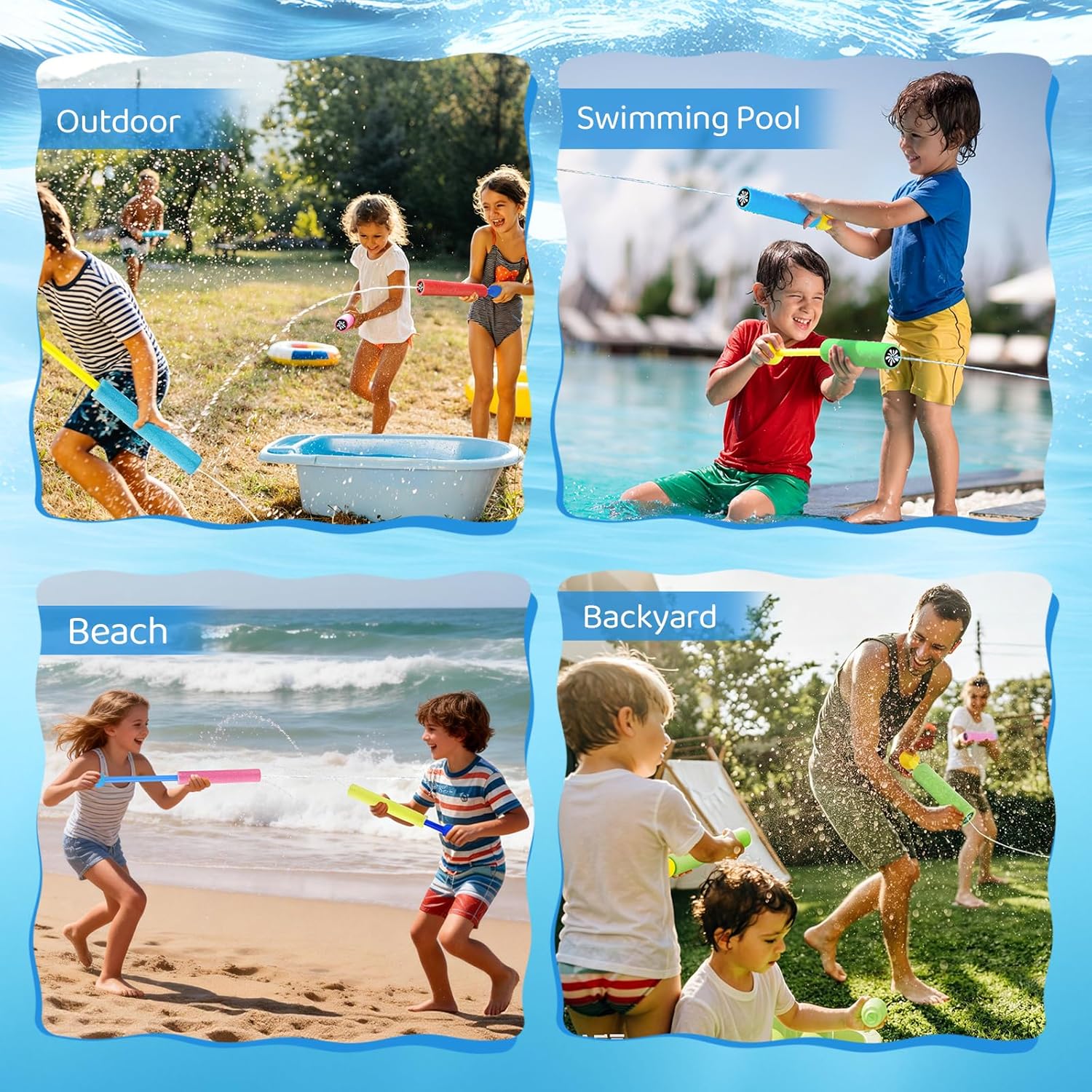 Thumbnail 5 de JOYSINTOY Water Guns for Kids – 6 Pack Foam Water Blasters for Outdoor Fun