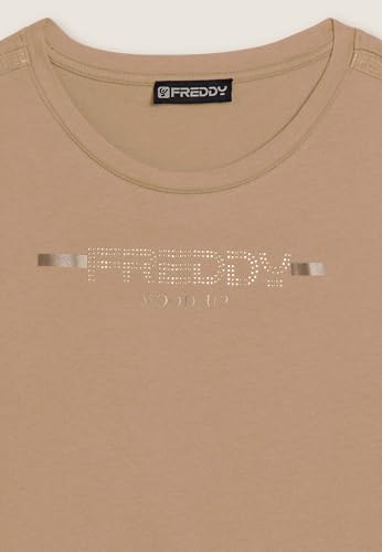 Thumbnail 2 de FREDDY T-Shirt Donna Supima con Grafica Oro Chiaro: stile sobrio e dettagli premium
