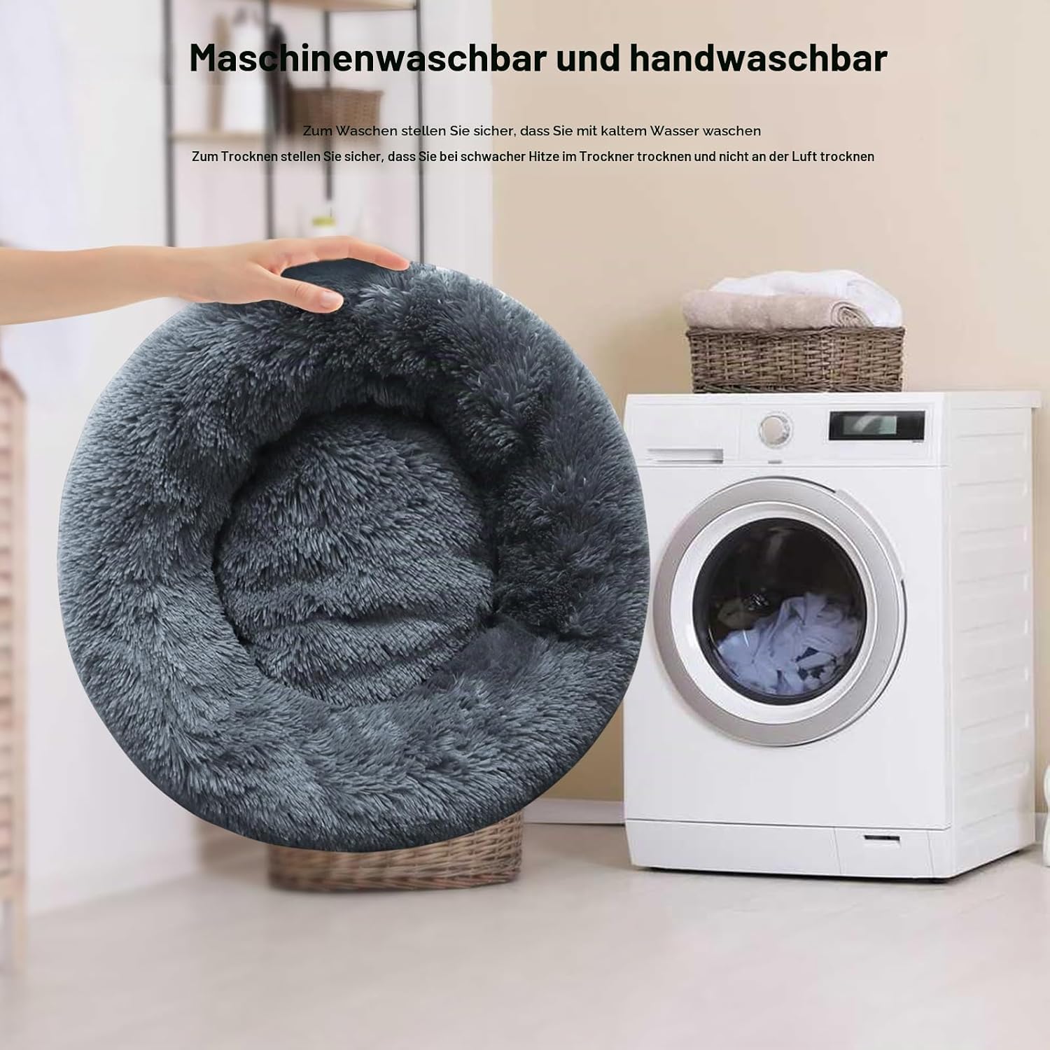 Detalle de Nisrada Katzenbetten Round 60 cm – rutschfeste, waschbare Schlafkugel für Innenkatzen, Katzen- oder Welpenbett