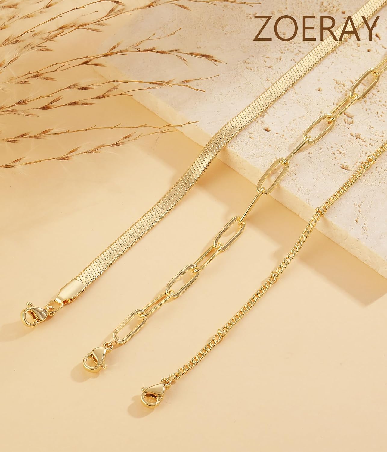 Thumbnail 6 de ZOERAY Bracelet femme or/argent – ensemble empilable serpent twist, clips et joncs, plaqué, réglable