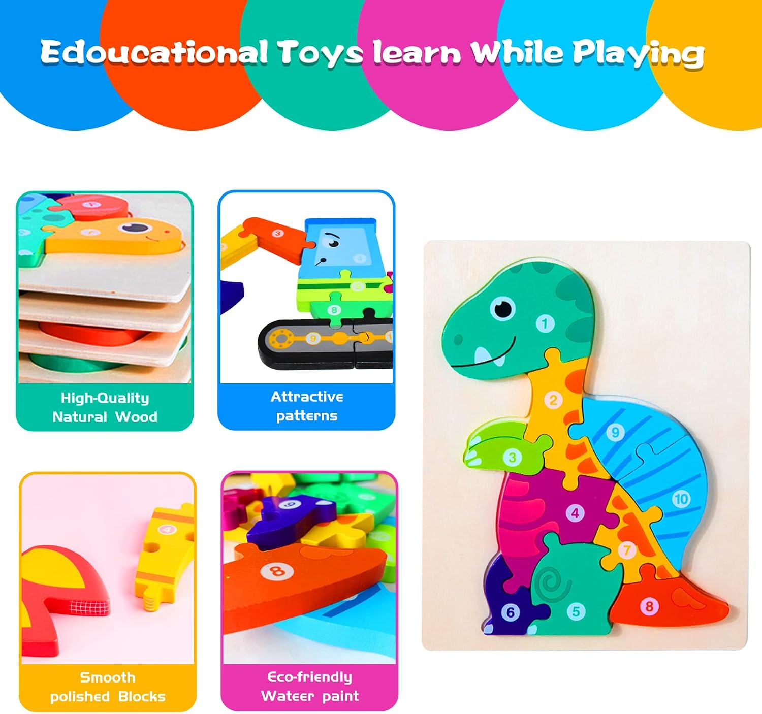 Thumbnail 3 de HUADADA Toddler Puzzles 4 Pack Learn & Play