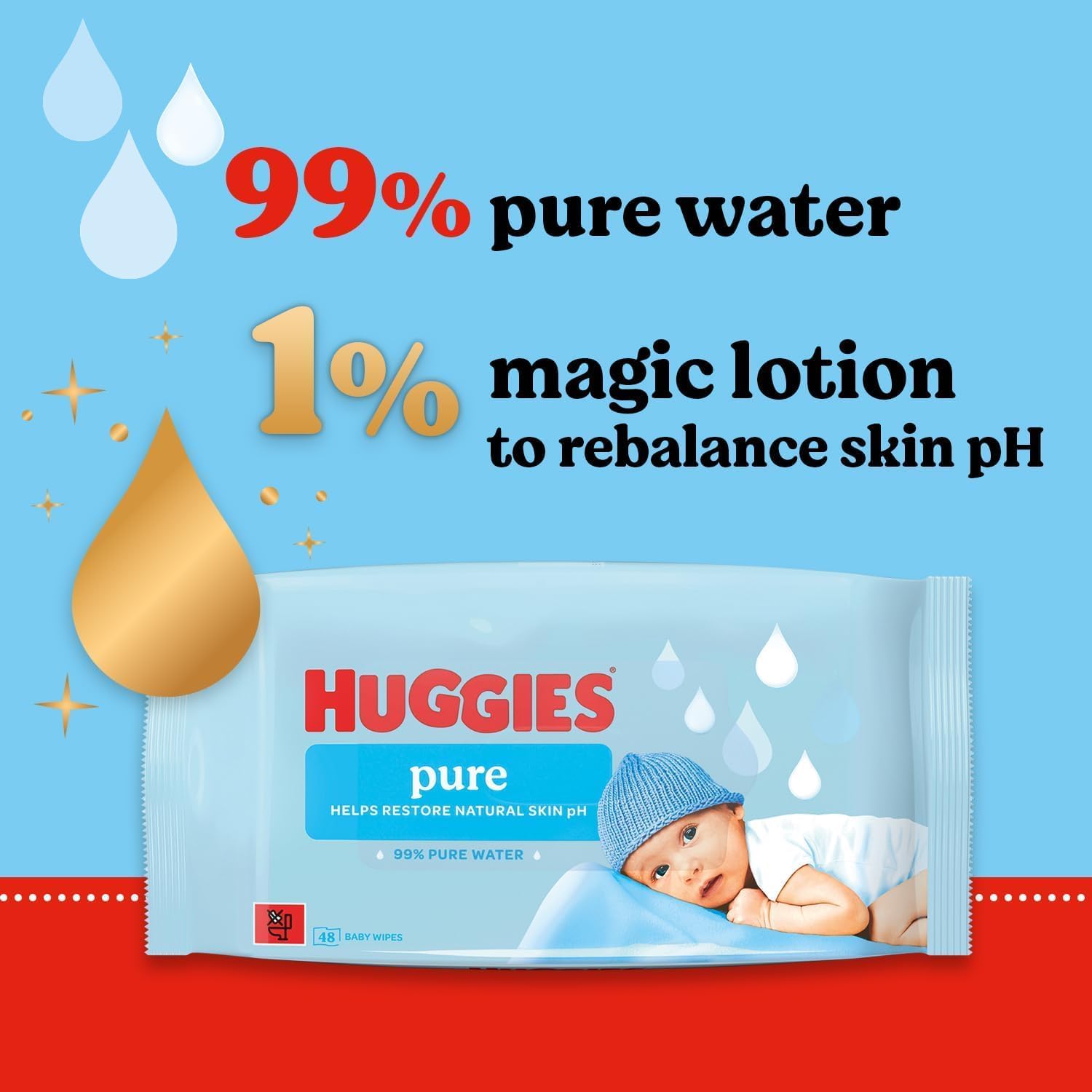 Thumbnail 4 de Huggies Pure Plastic Free Baby Wipes (Pack of 18, 864 wipes) – fragrance free, hypoallergenic