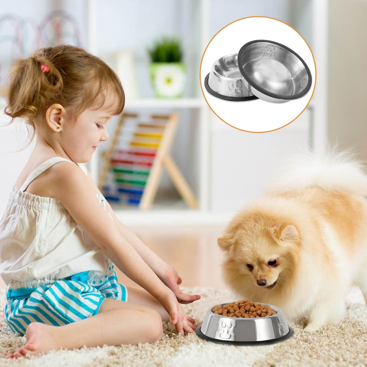 Thumbnail 6 de Stainless Steel Cat Bowls 3-Pack with Rubber Base (Metal Food & Water Dishes)
