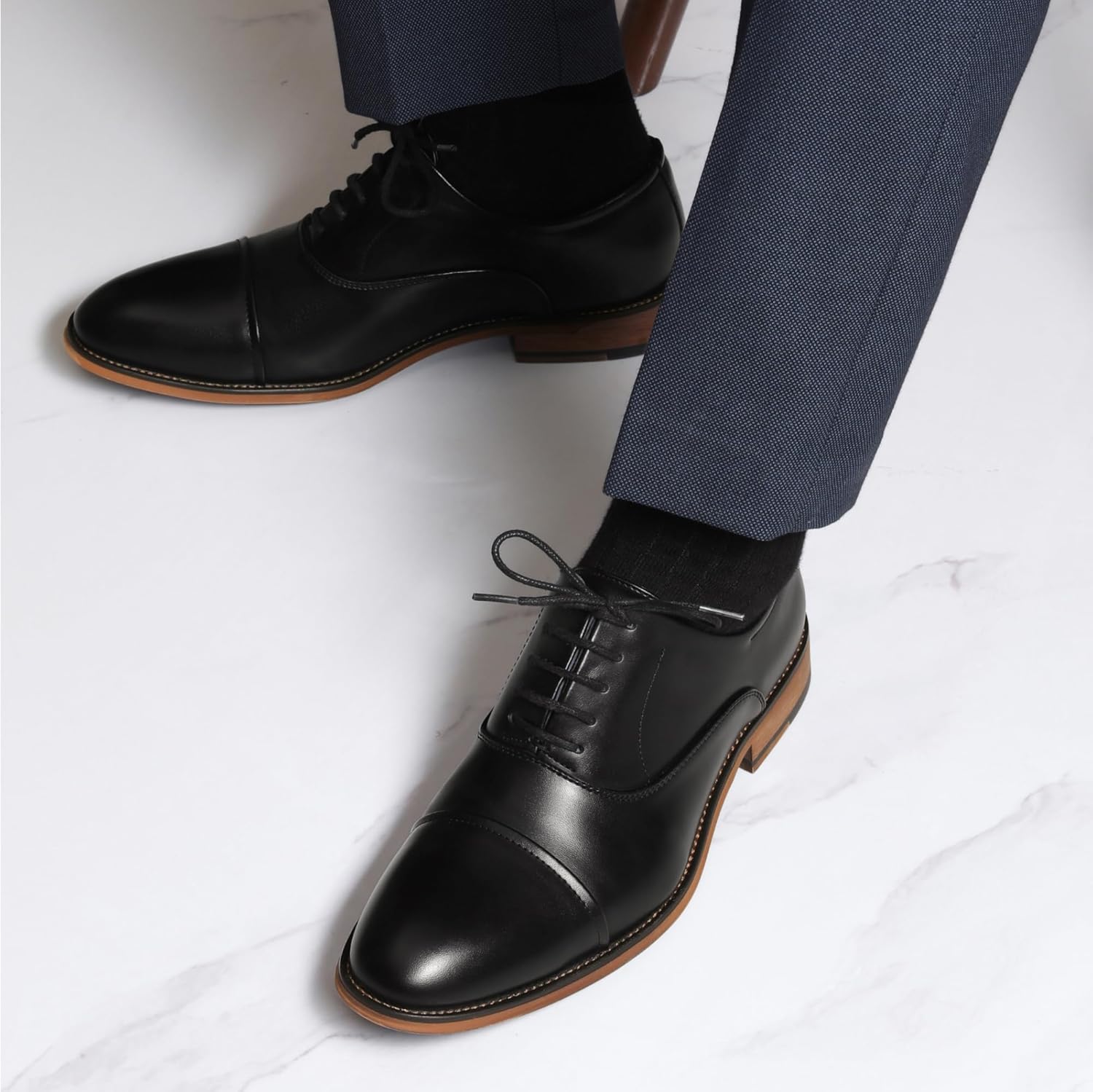 Thumbnail 2 de Bruno Marc Men's Lace Up Soft Cap-Toe Dress Shoes 👞