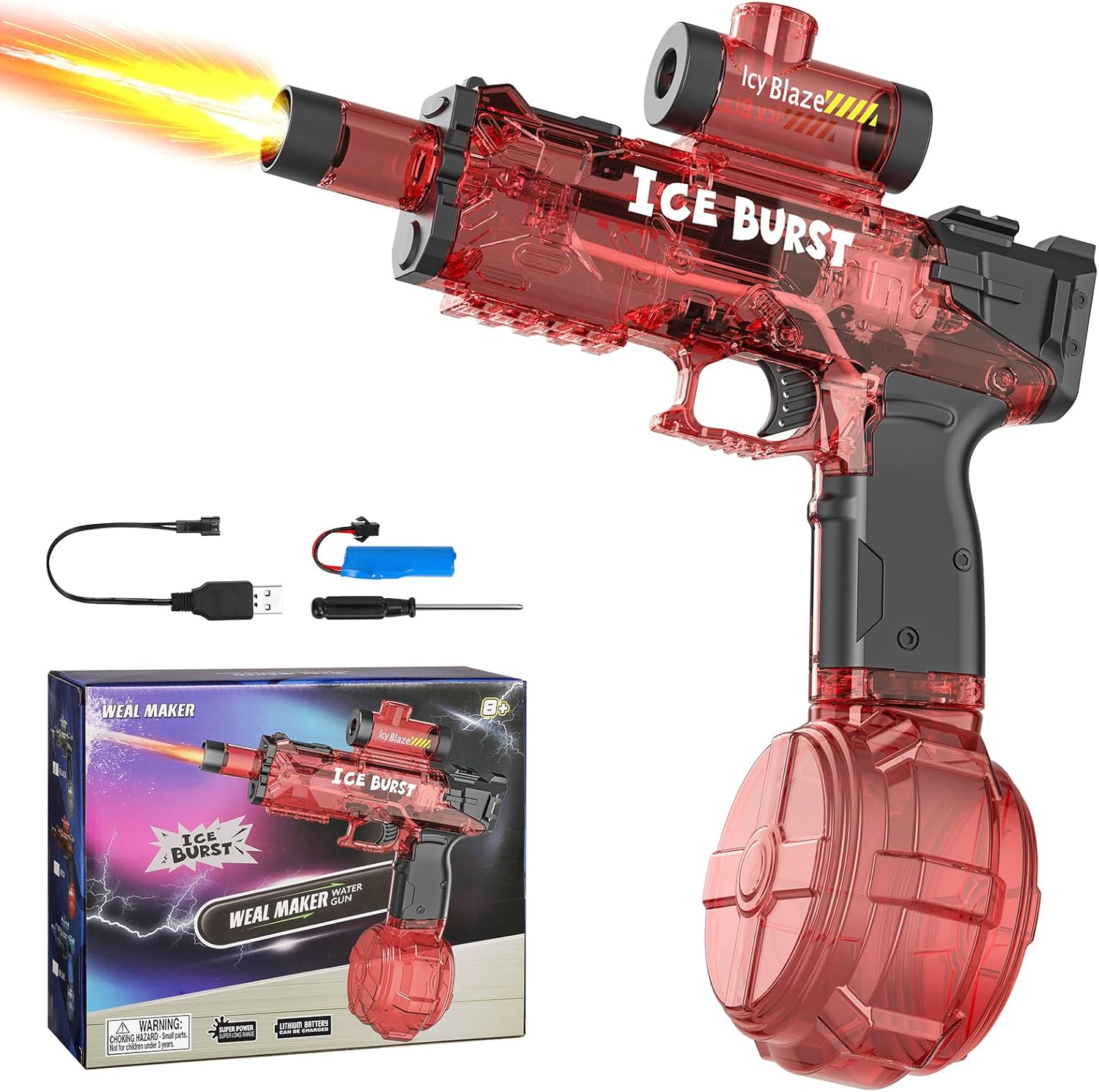 Thumbnail 6 de Pistolet à Eau Électrique pour Enfants et Adultes — Fusil à Eau Automatique Tactique avec LED et Son, 360 ml, Portée 8 m (Noir)