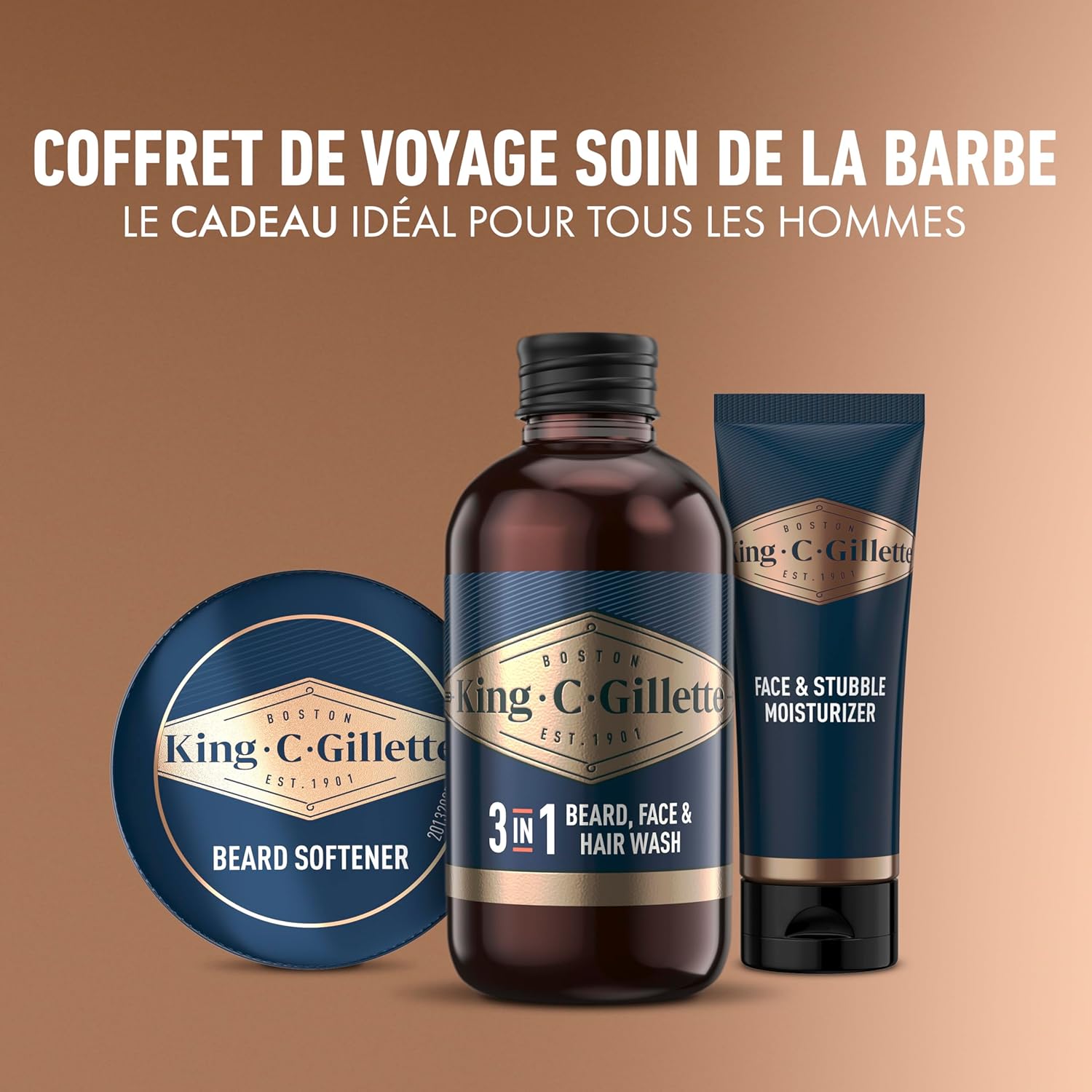 Thumbnail 4 de Kit voyage King C. Gillette pour la barbe : nettoyant 3-en-1, hydratant et baume adoucissant