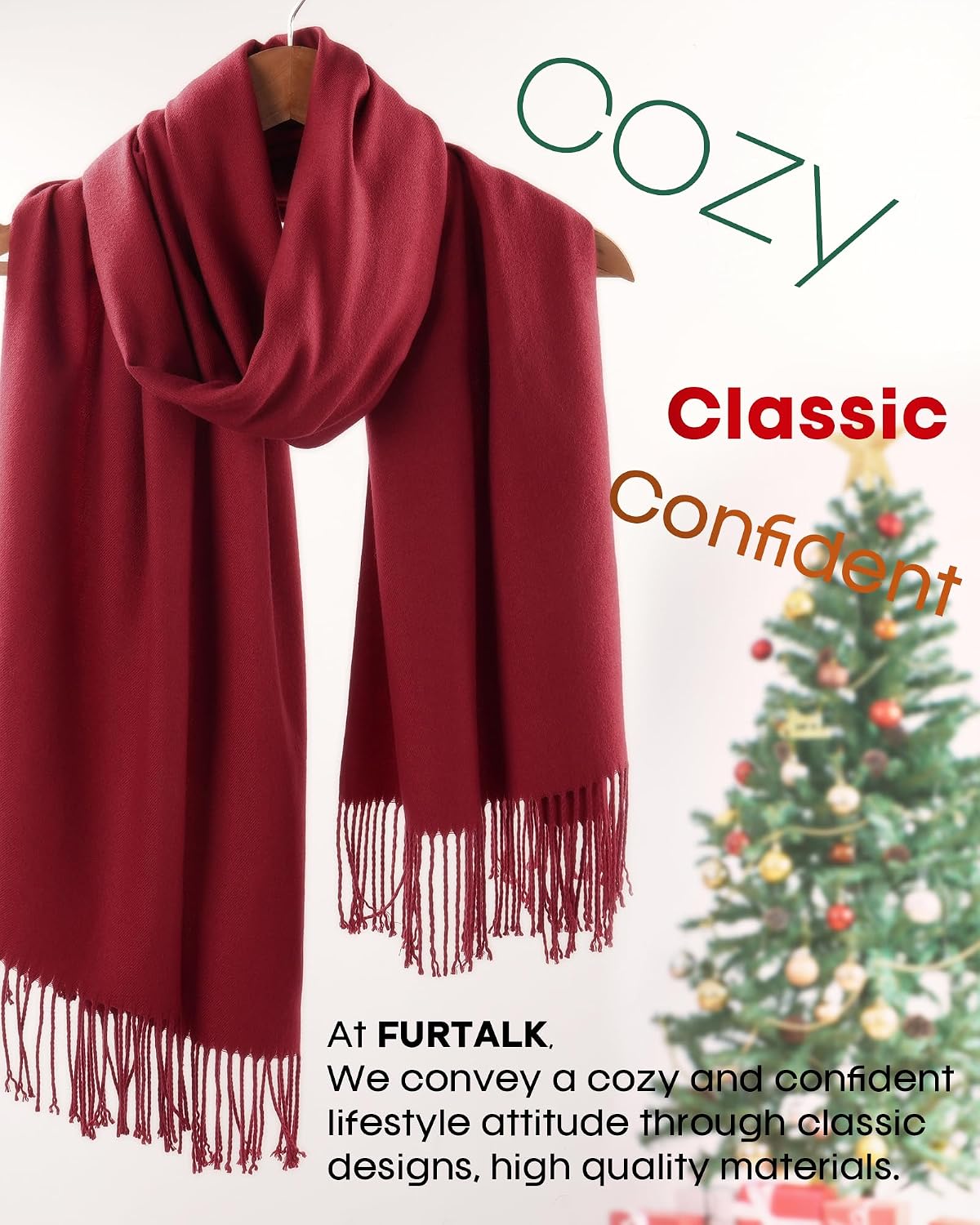 Detalle 2 de FURTALK Shawl Wrap, 25.6 × 76.8 Inches
