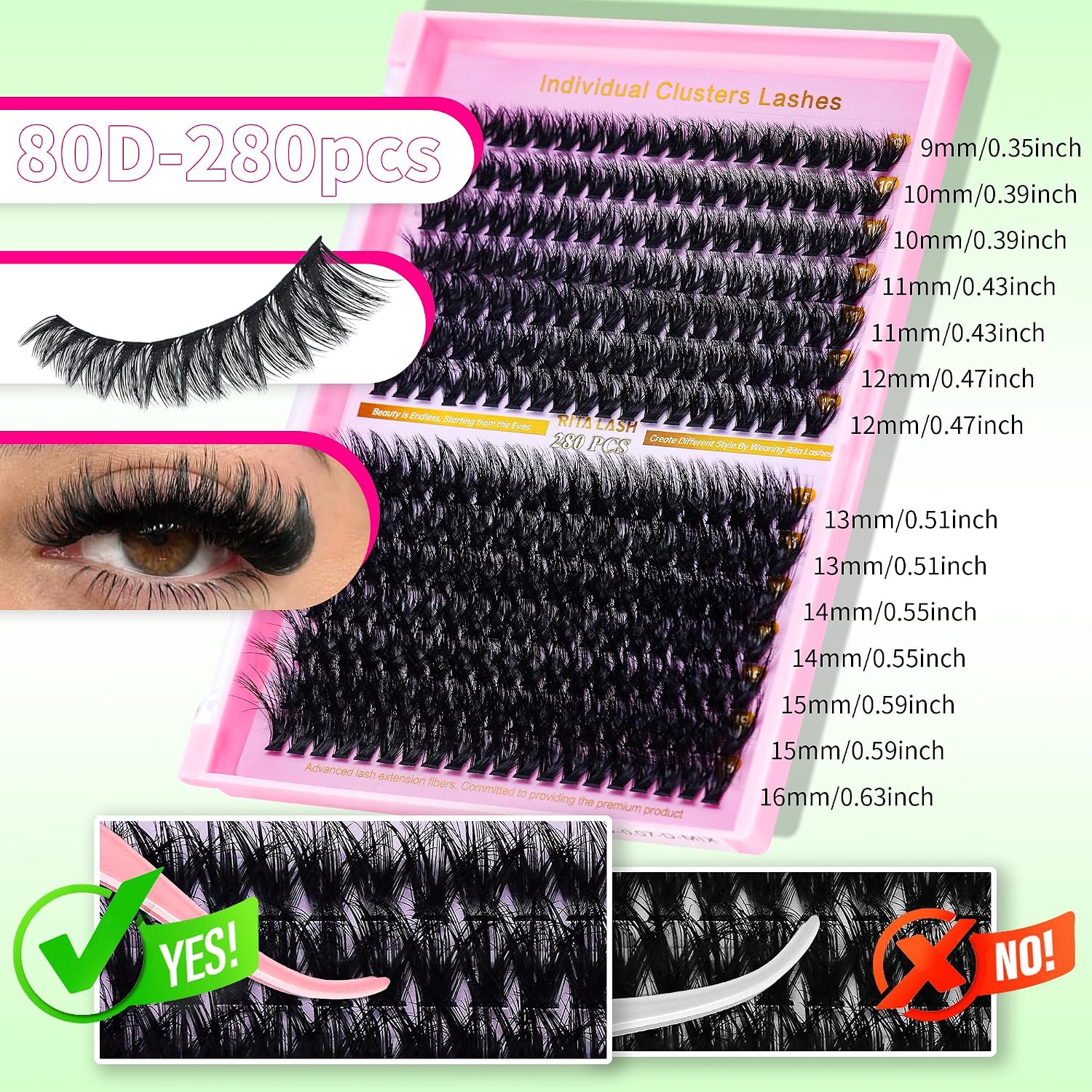 Thumbnail 4 de Lash Clusters Kit DIY Lash Extension Kit 3D Effect – 840 Pcs Bulk Pack (12 Count Lash Kit-3)