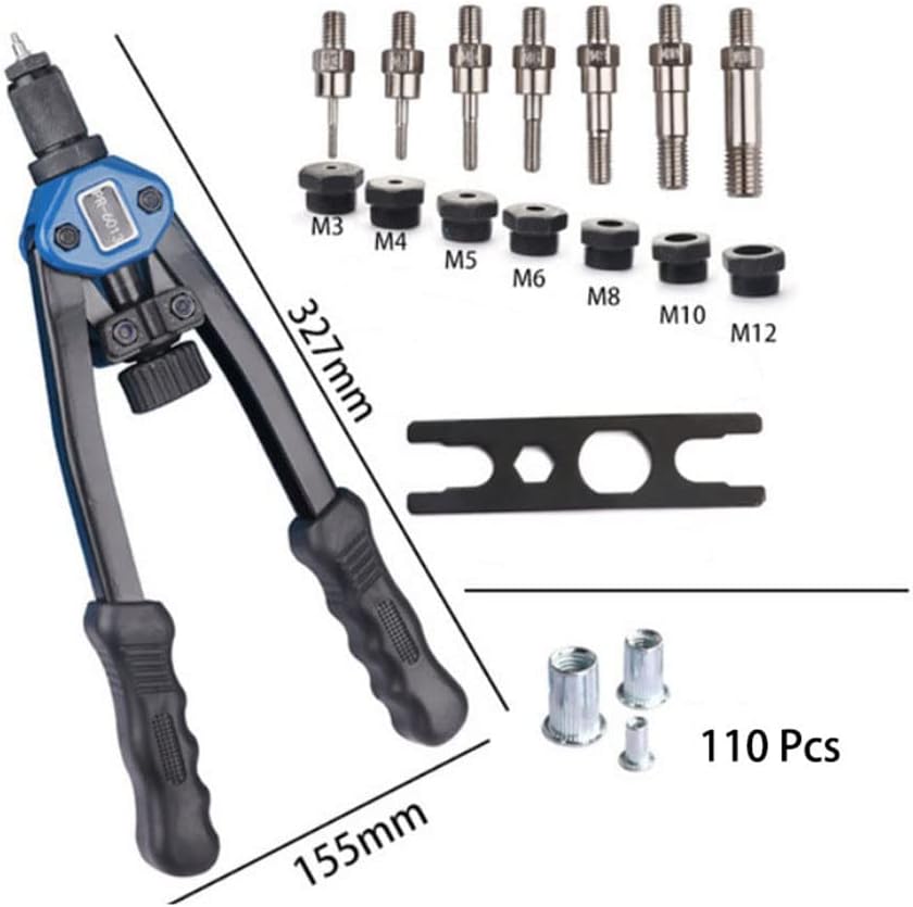 Thumbnail 4 de LSHK 13” Hand Rivet Nut Gun: 7 Mandrels & 110 Rivet Nuts for DIY & Home Maintenance