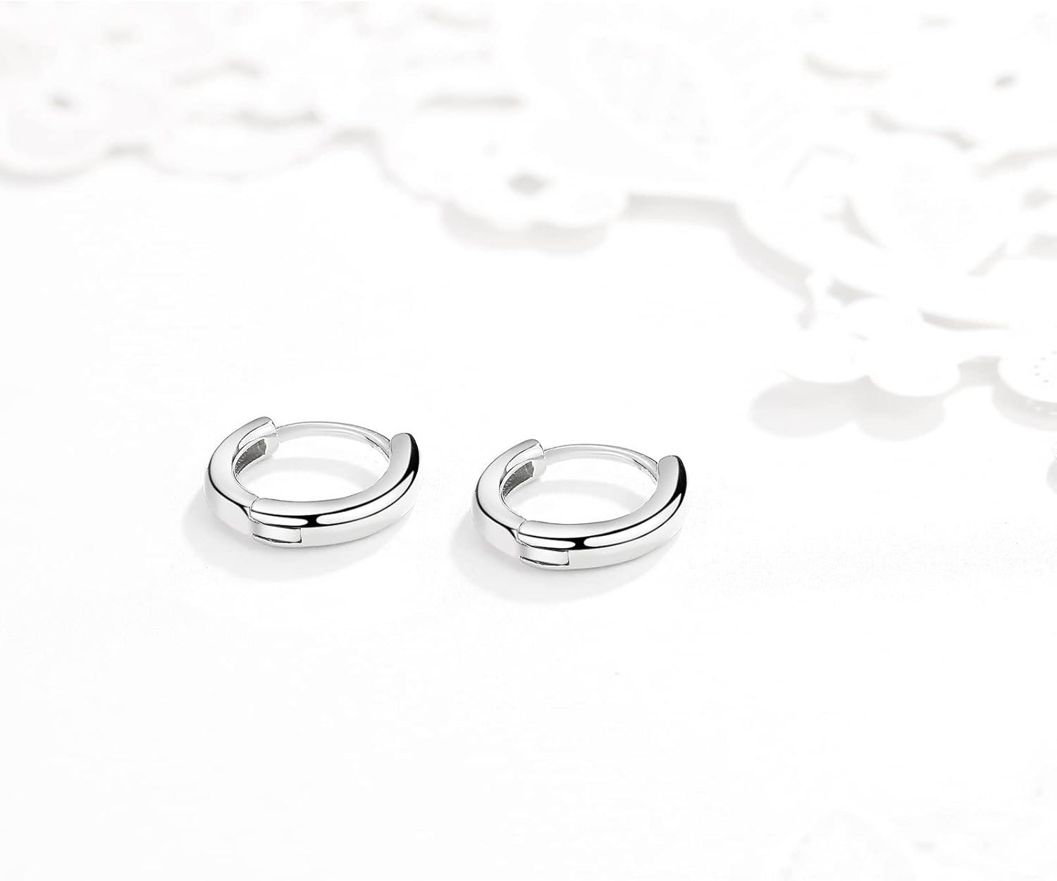 Thumbnail 4 de Silber 925 Creolen-Set mit 14 Karat Weißgold-Überzug – 3 Paar Klein-Ohrringe für Damen, Mädchen & Herren
