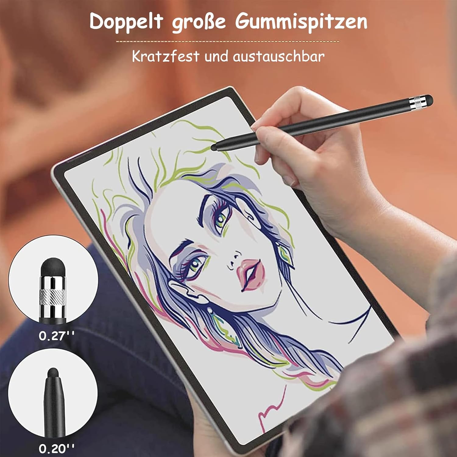 Detalle 2 de Digiroot Stylus Pen 4er-Set mit austauschbaren Spitzen – kabelloser Touchscreen-Stift kompatibel mit Switch, iPad, Android und Co.
