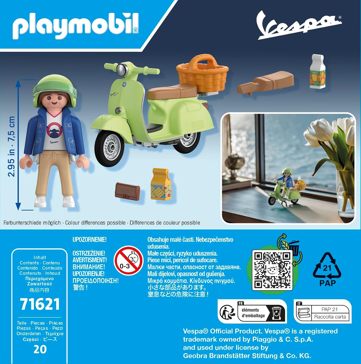 Thumbnail 4 de PLAYMOBIL Cars 71621 1969 Vespa 150 Sprint Veloce – Hellgrün, detailgetreues Sammler-Set