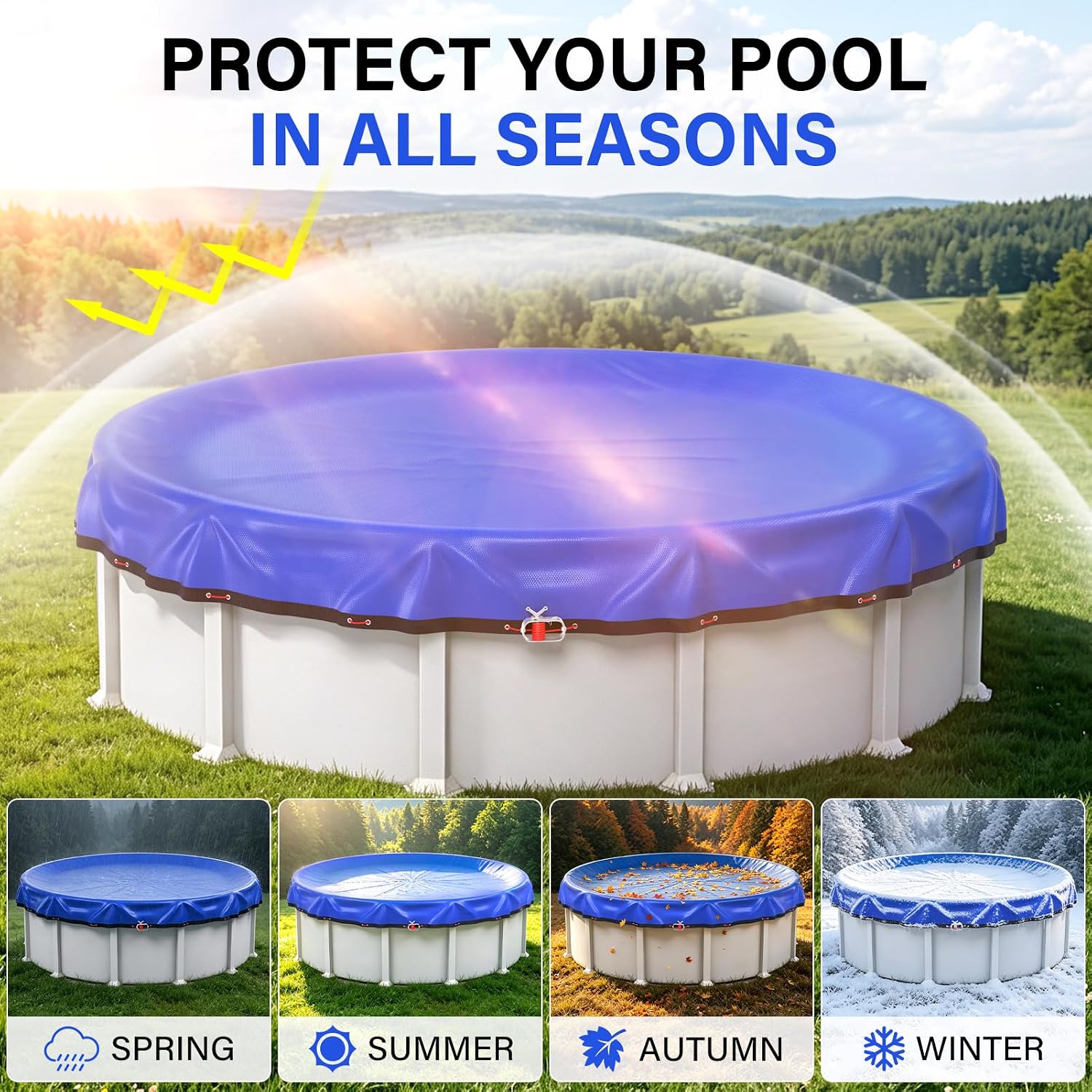 Thumbnail 6 de TIXANF T-PC-28 24-Foot Round Winter Pool Cover, Blue, with Winch and Cable