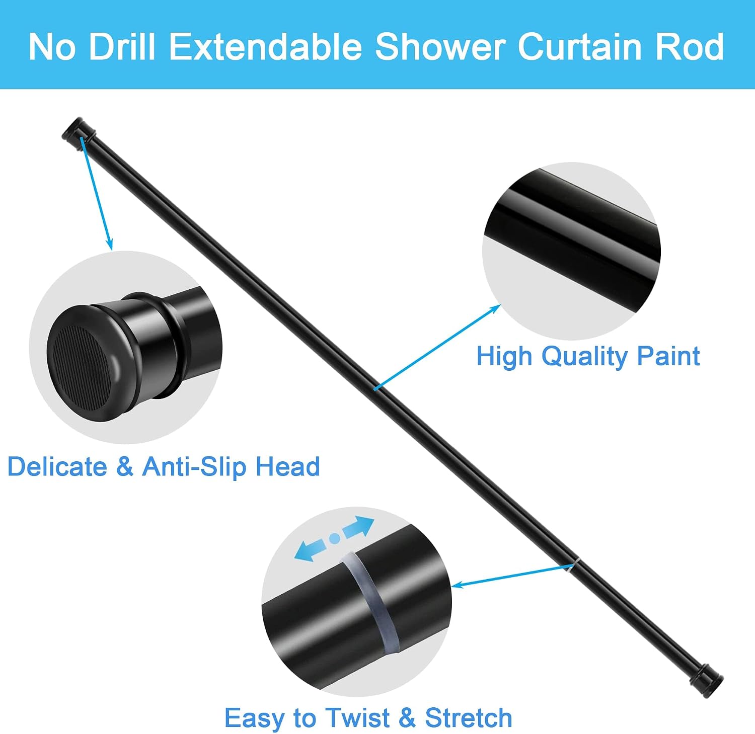 Thumbnail 3 de Shower curtain tension pole 25mm 185-250cm