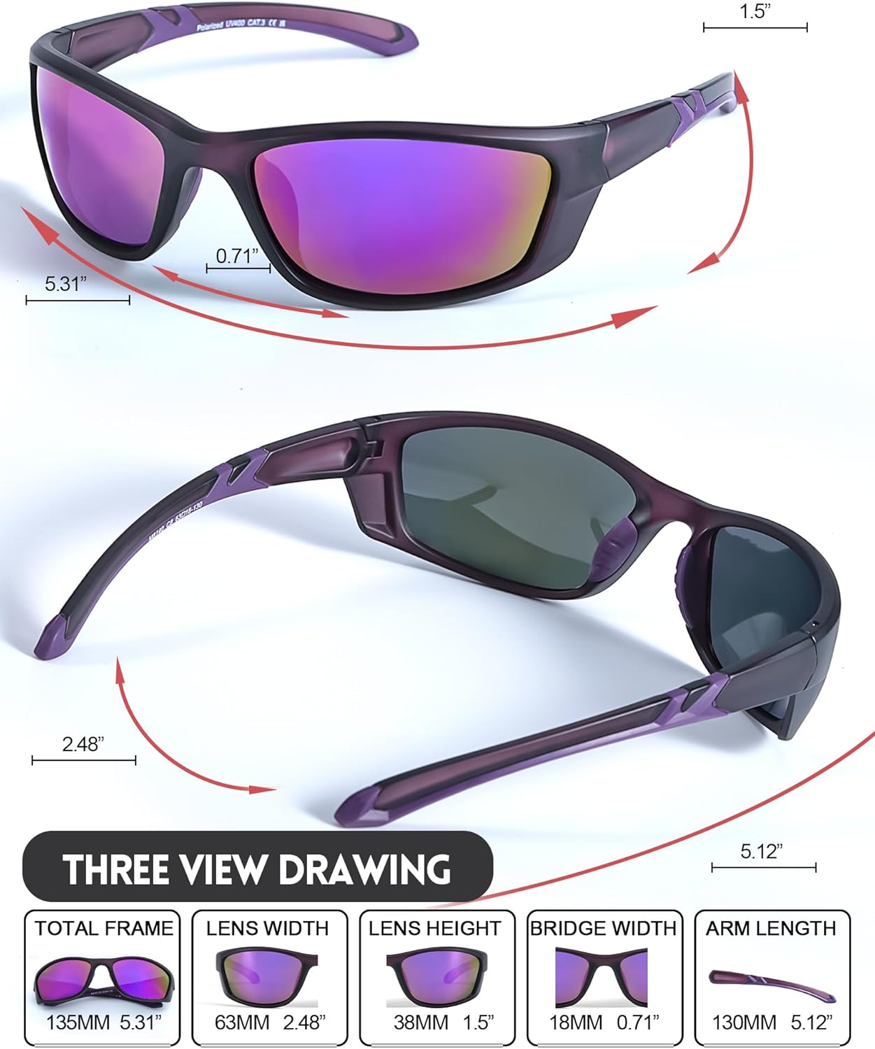 Detalle 1 de Myiaur M8140 sports sunglasses UV400