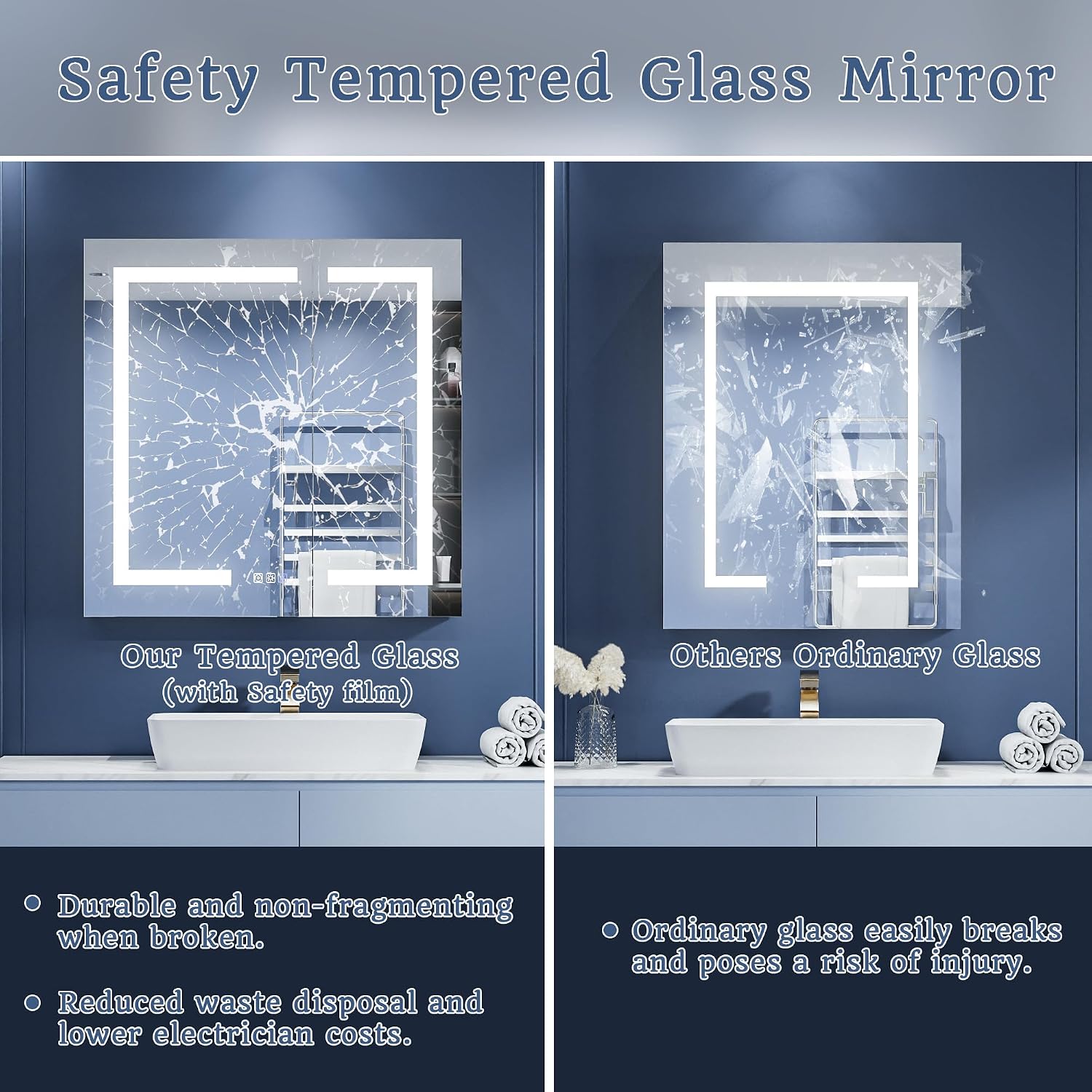 Detalle de ExBrite LED Lighted Bathroom Medicine Cabinet with Mirror, 30 x 30 Inch