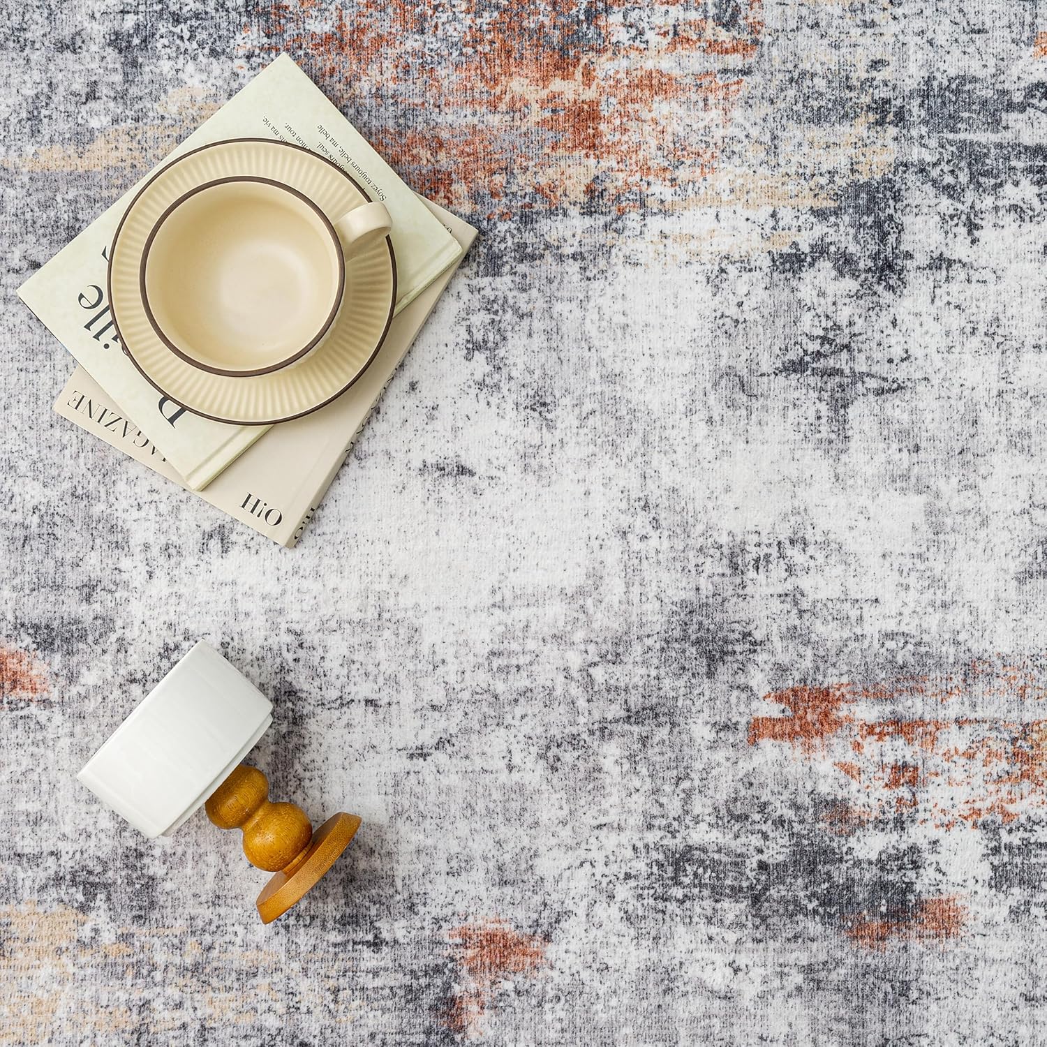 Thumbnail 5 de HUGEAR waschbare Teppiche – moderner Kurzflor-Gegendteppich 240 x 300 cm in Grau/Rot