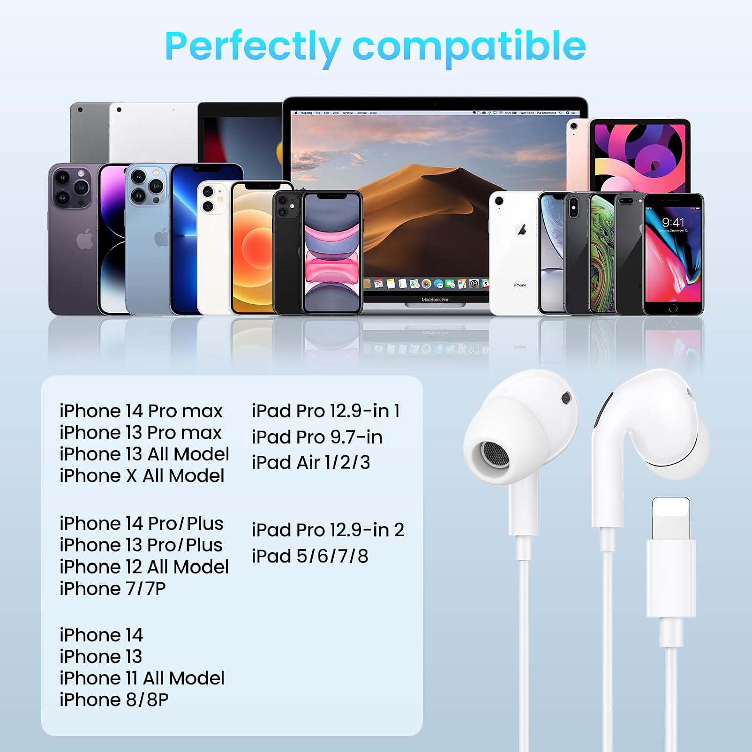 Detalle de Kabelkopfhörer für iPhone & iPad – MFi-zertifiziert, Mikrofon, HiFi-Sound