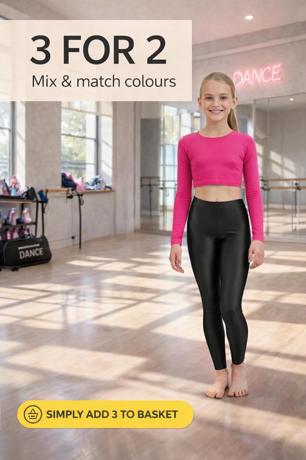 Detalle de Re Tech UK girls dance leggings shiny 5% elastane