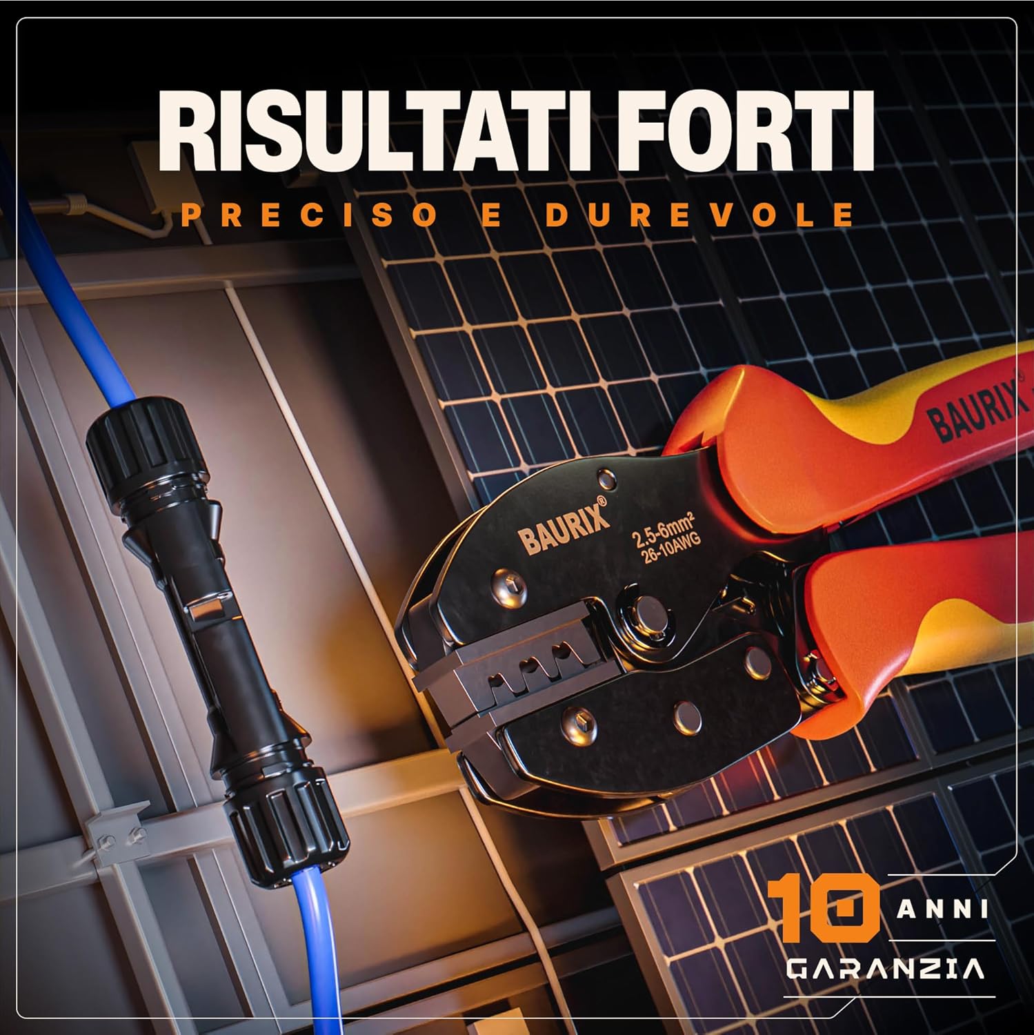 Thumbnail 1 de BAURIX Pinza per crimpare MC4 [2,5-6mm²] – Strumento affidabile per connettori solari MC4