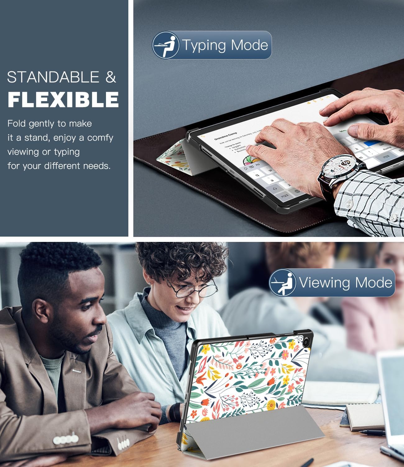 Thumbnail 2 de TiMOVO Slim Stand Case for Samsung Galaxy Tab A11+ / A9+ 11 Inch (Auto Wake/Sleep) – Flowers