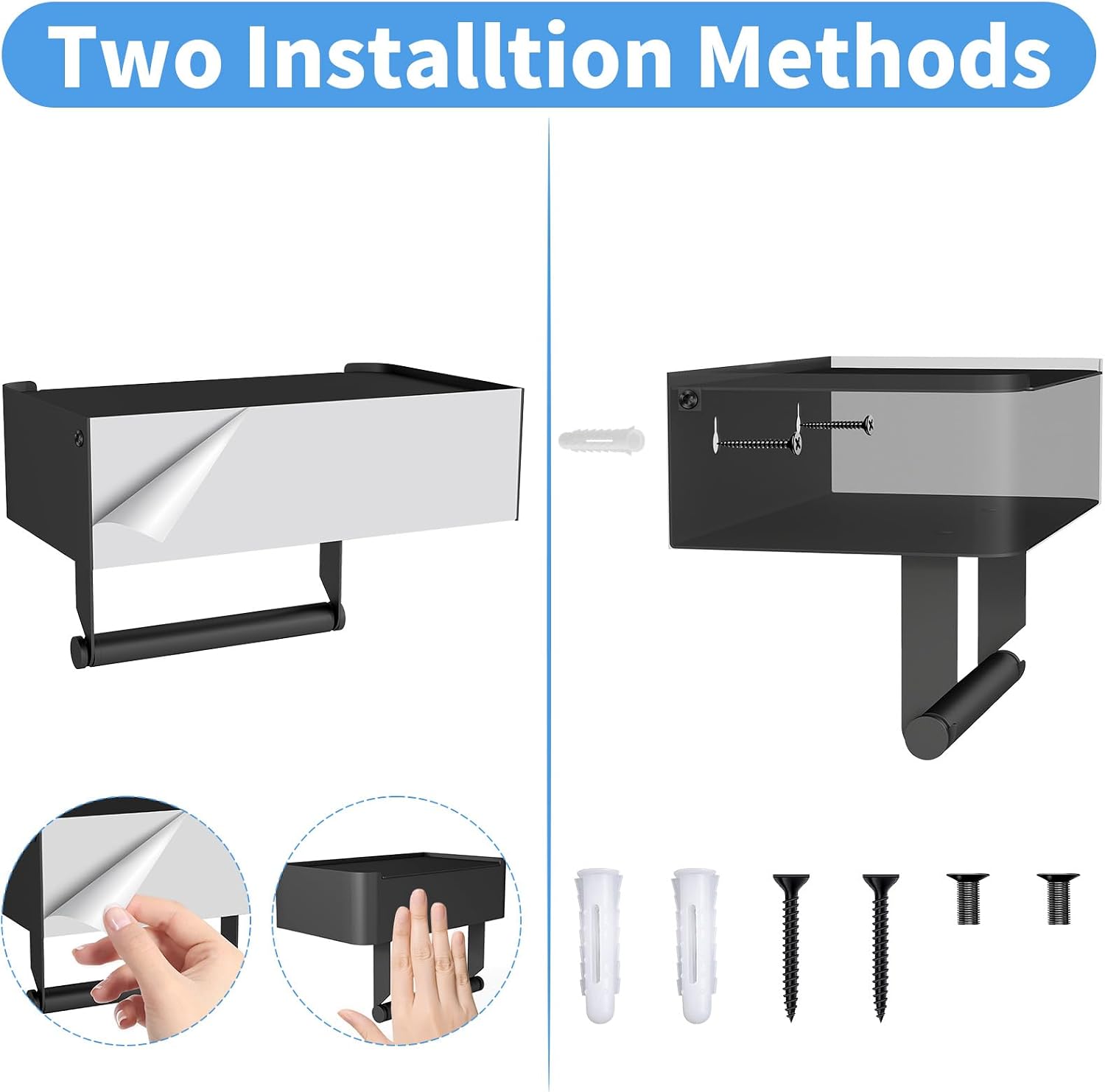 Detalle 1 de Gypie Toilettenpapierhalter 3-in-1 Edelstahl Schwarz