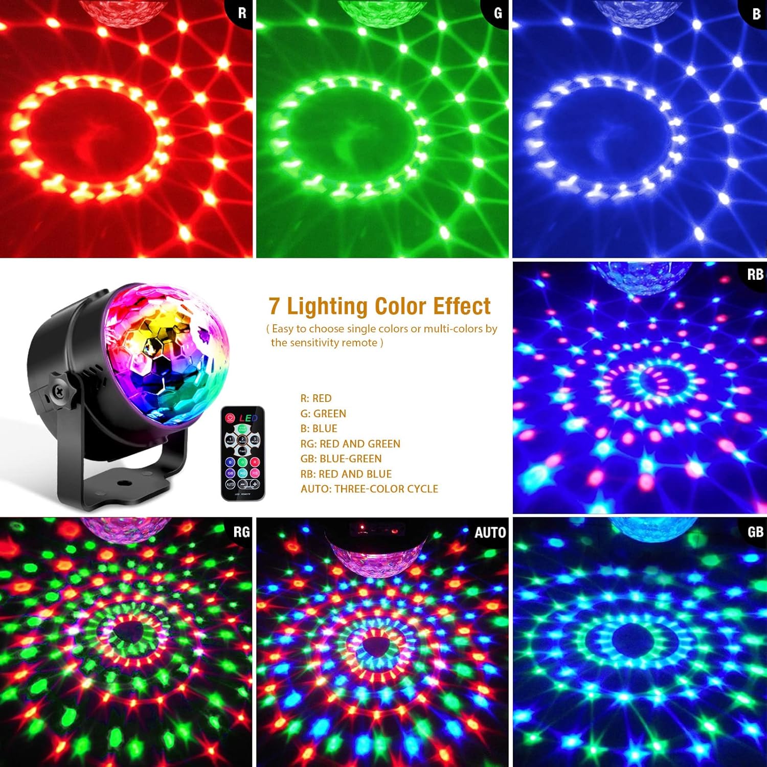 Detalle de Gobikey Disco Lights 3W RGB portable disco ball 🎉