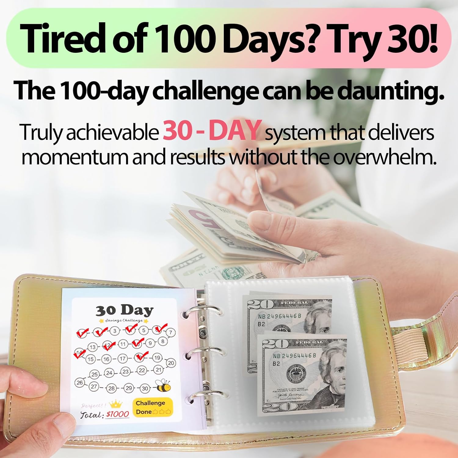 Thumbnail 1 de Mini Money Challenge Binder 30-envelope budgeting kit 💼