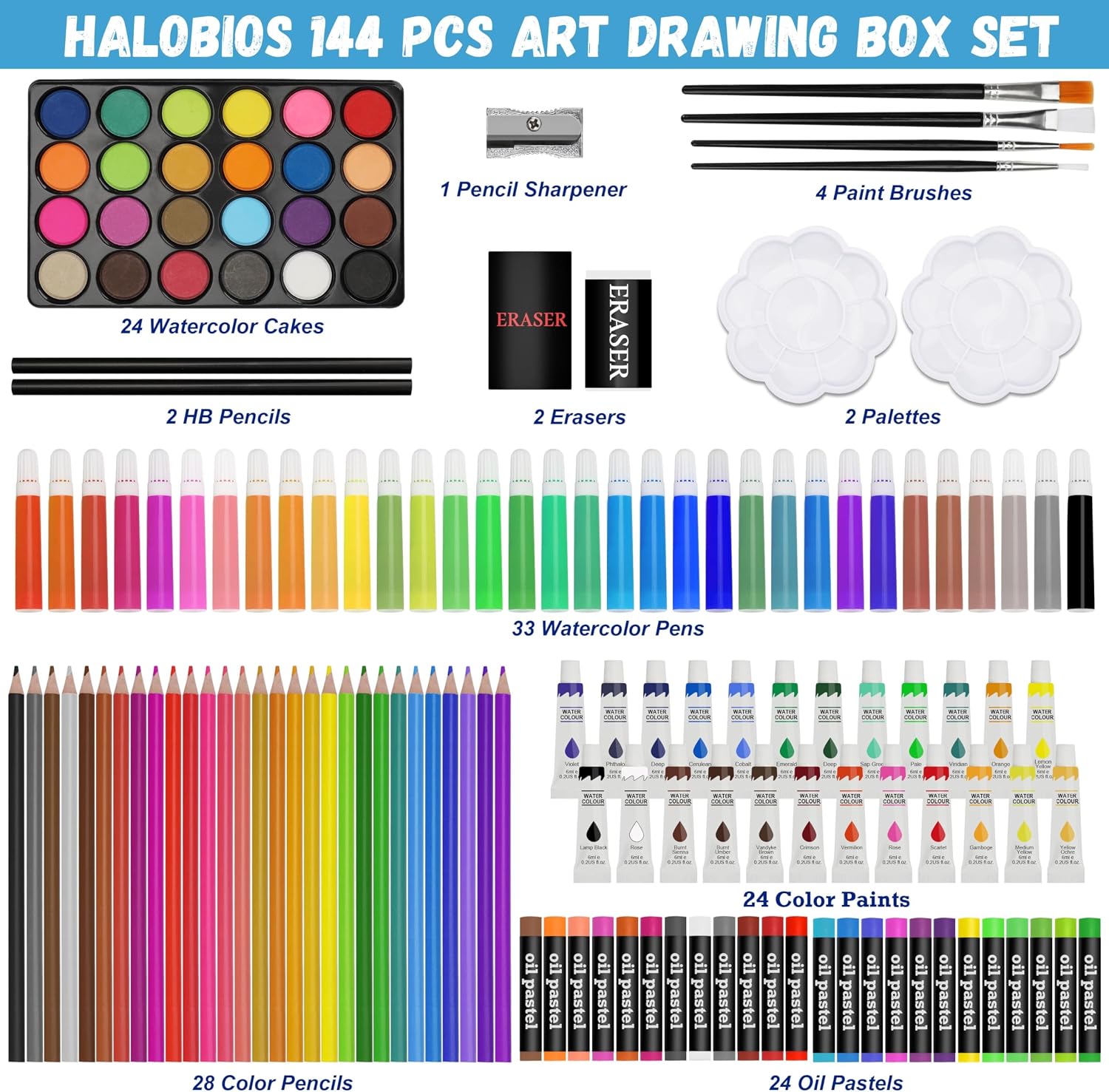 Thumbnail 1 de Halobios Deluxe 144-teiliges Malset im Aluminiumkoffer – professionelles Künstlerbedarf-Set