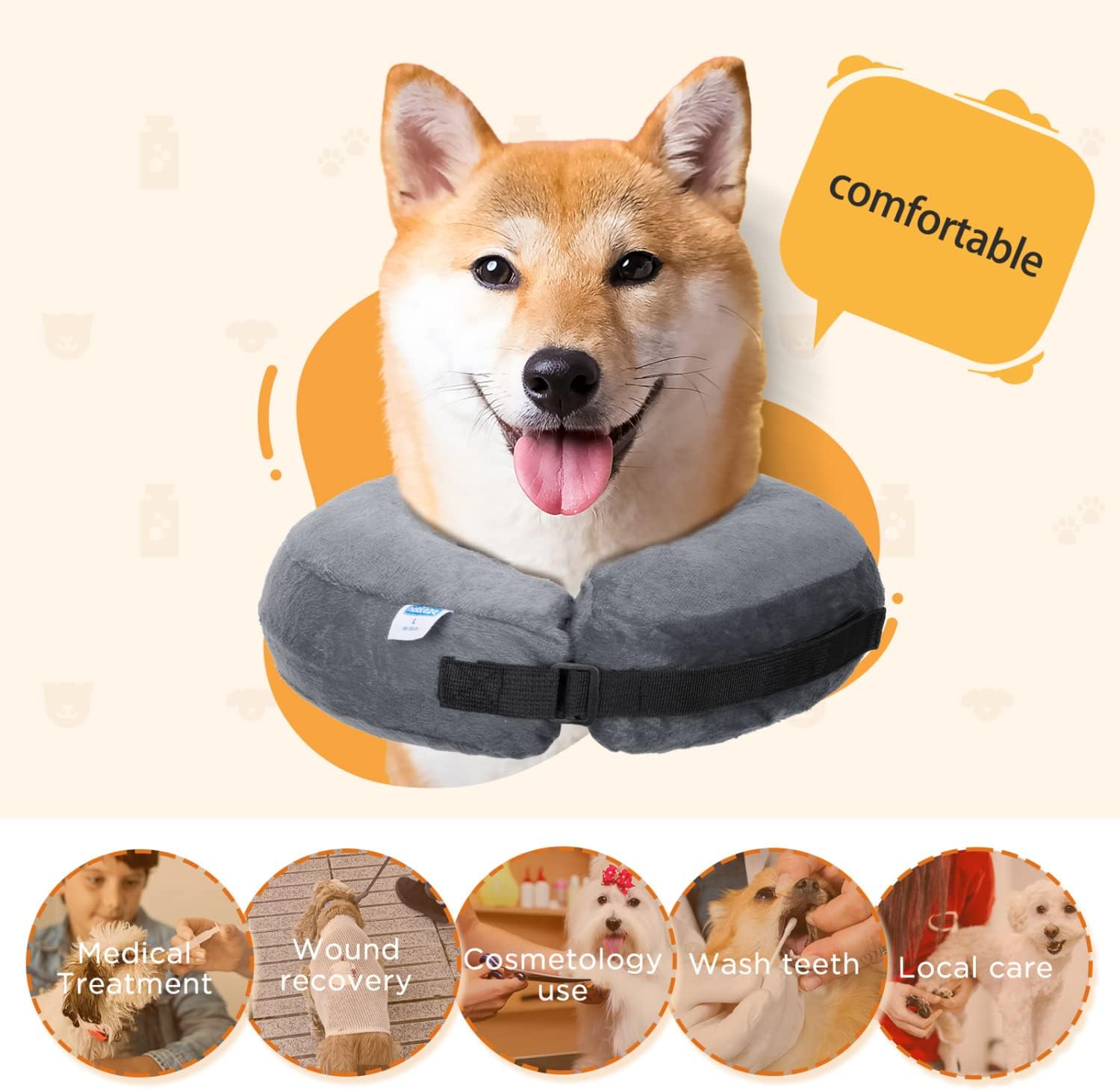 Detalle 2 de Nobleza Collare Protettivo Gonfiabile Elisabettiano per Cane e Gatto – Comfort, Protezione e Stile