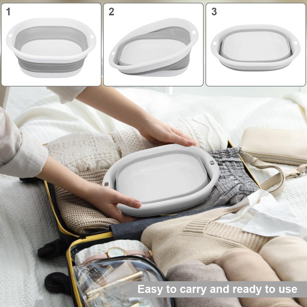 Thumbnail 5 de Flintronic 3.5L Collapsible Washing Up Bowl (Folding Hand Wash Basin) – Portable silicone-style travel basin, Grey