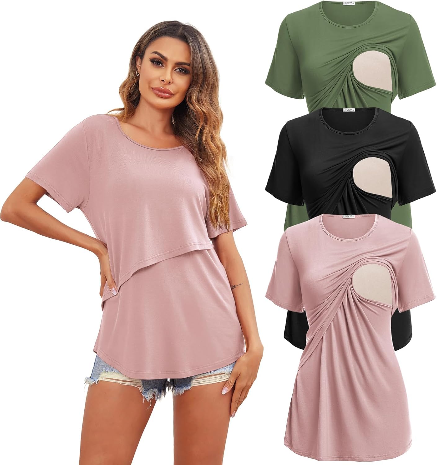 Thumbnail 6 de Ekouaer Stillshirt Umstandsmode 1er/3er Pack – Weich Kurzarm Still-T-Shirts für Damen