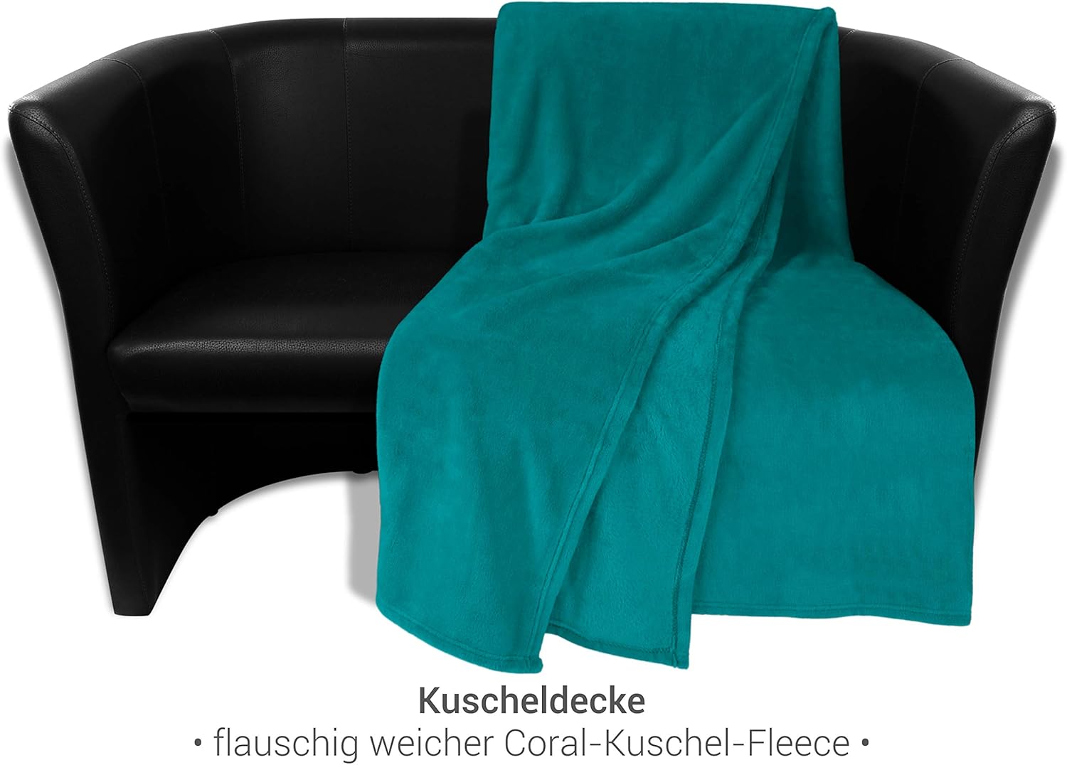 Thumbnail 1 de Plaid Polaire npluseins 150x200 cm – Douillette et respirante en Coral Fleece, couleur pétrole