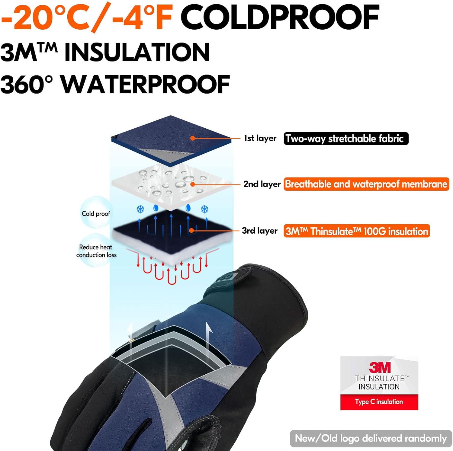 Thumbnail 1 de Vgo Winter Waterproof Work Gloves with Touchscreen ⌚🧤