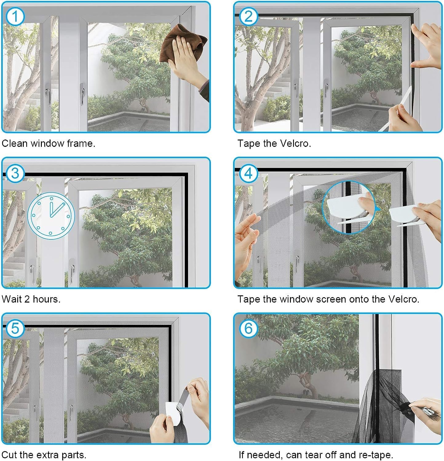 Thumbnail 6 de Fliegengitter Fenster 2er Set 170 x 180 cm – DIY zuschneidbar, Klebemontage, transparentes Moskitonetz