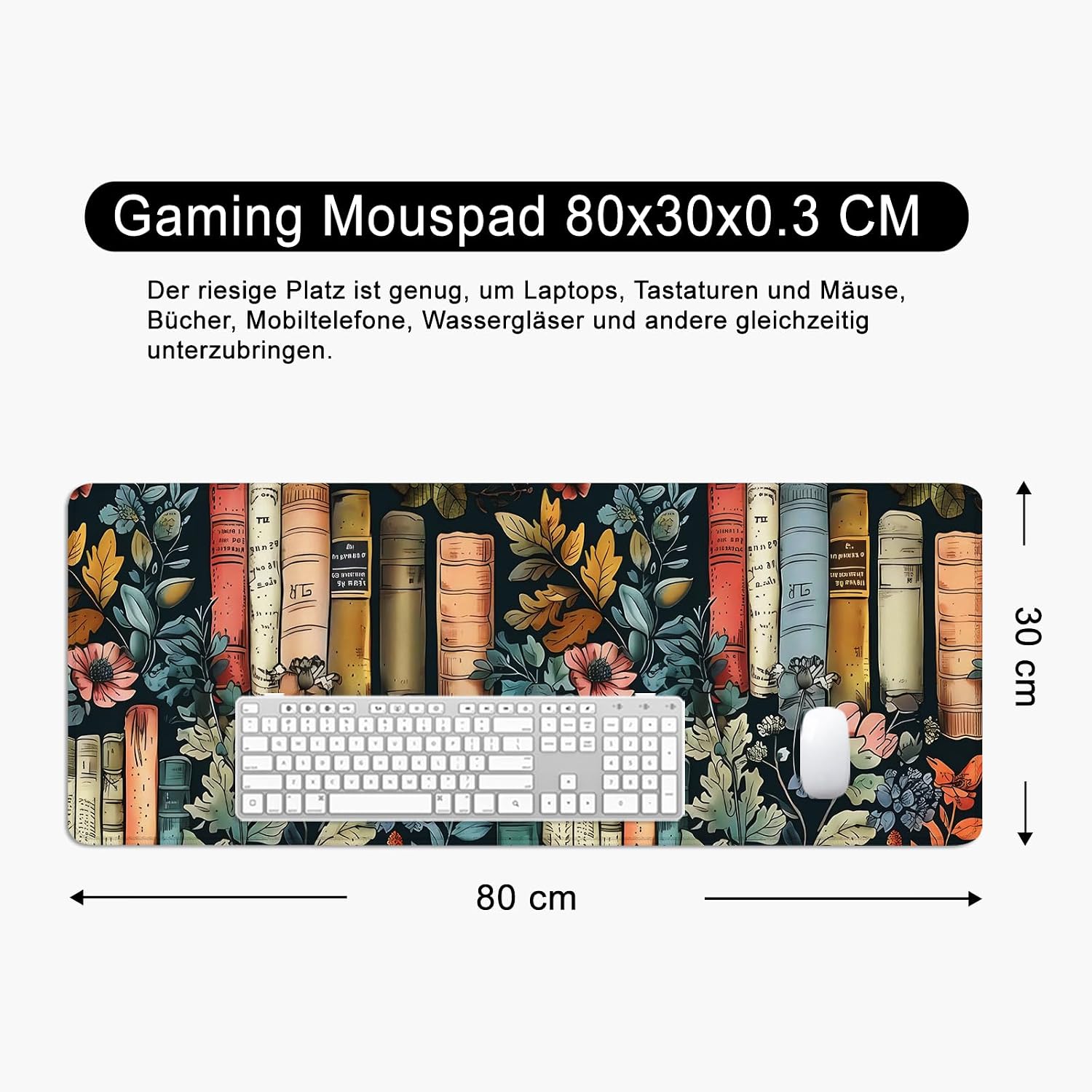 Detalle 1 de Tapis de souris fleurs XL 80x30 cm