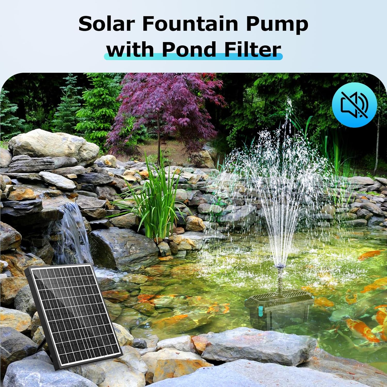 Detalle de POPOSOAP 20W Solar Pond Filter with Fountain Pump