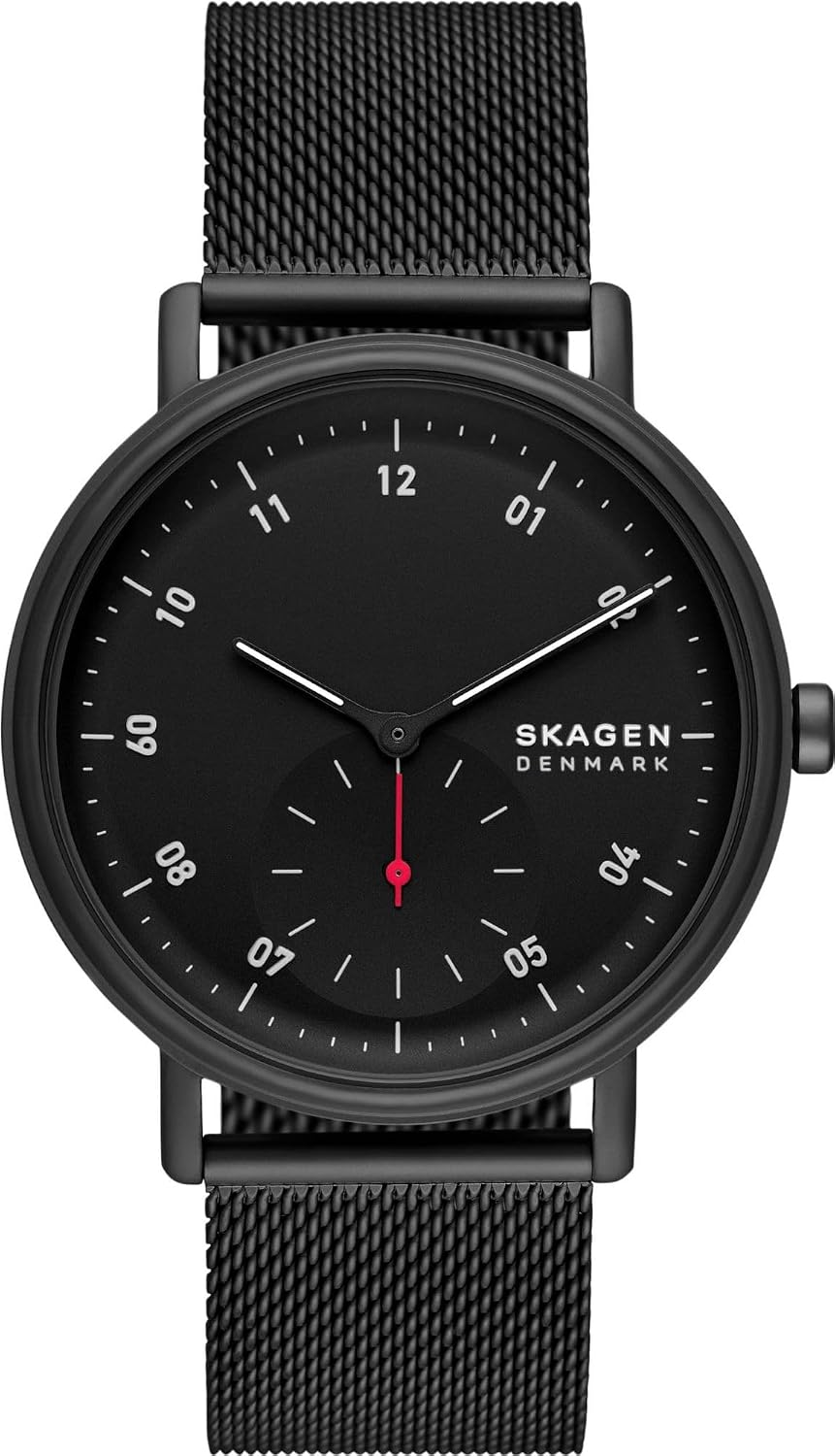 Detalle de Skagen Kuppel Herrenuhr – Quarz-Dreizeigerwerk mit Sub-Zifferblatt und Leder- oder Edelstahlarmband