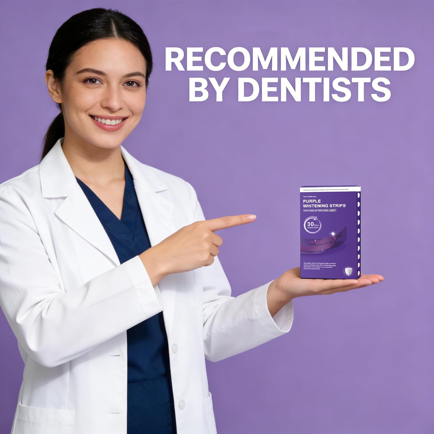 Detalle 2 de Teeth Whitening Strips 7 Treatments: Enamel-Safe Purple Color Correction for a Brighter Smile