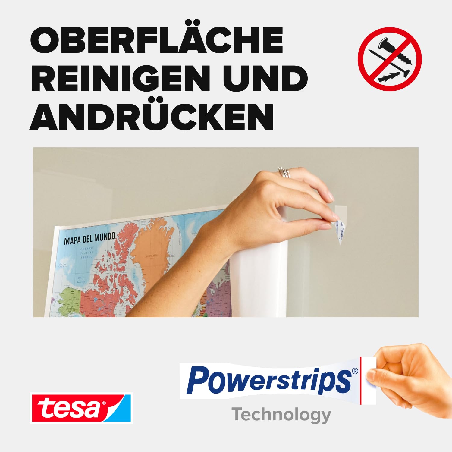 Detalle de tesa Powerstrips Poster Big Pack – Doppelseitige Klebestreifen für Poster, 96 Stück