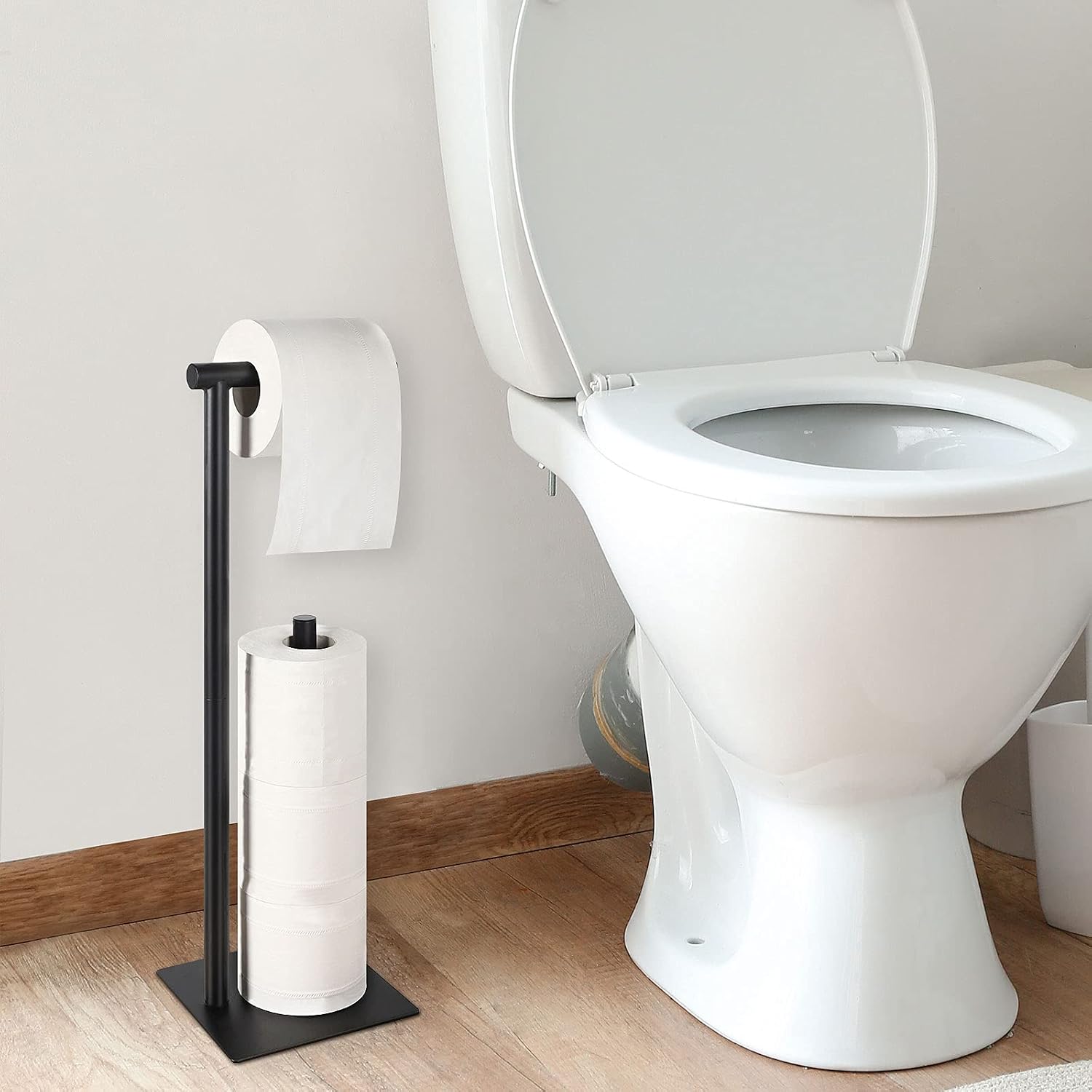 Thumbnail 6 de OYEAL Freestanding Toilet Paper Holder, Black Metal with 4-Roll Storage