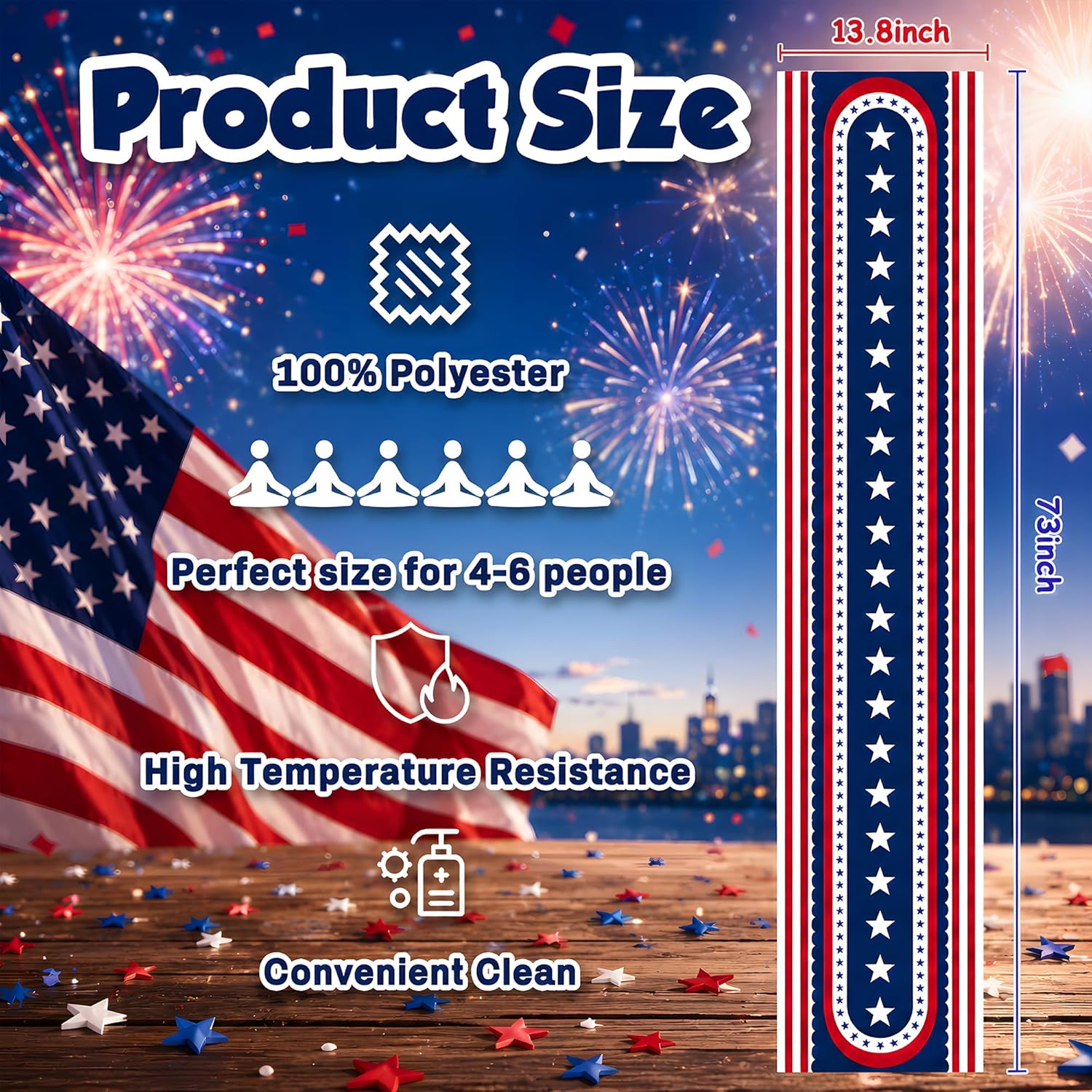 Detalle 2 de OHOME Patriotic Table Runner, Polyester